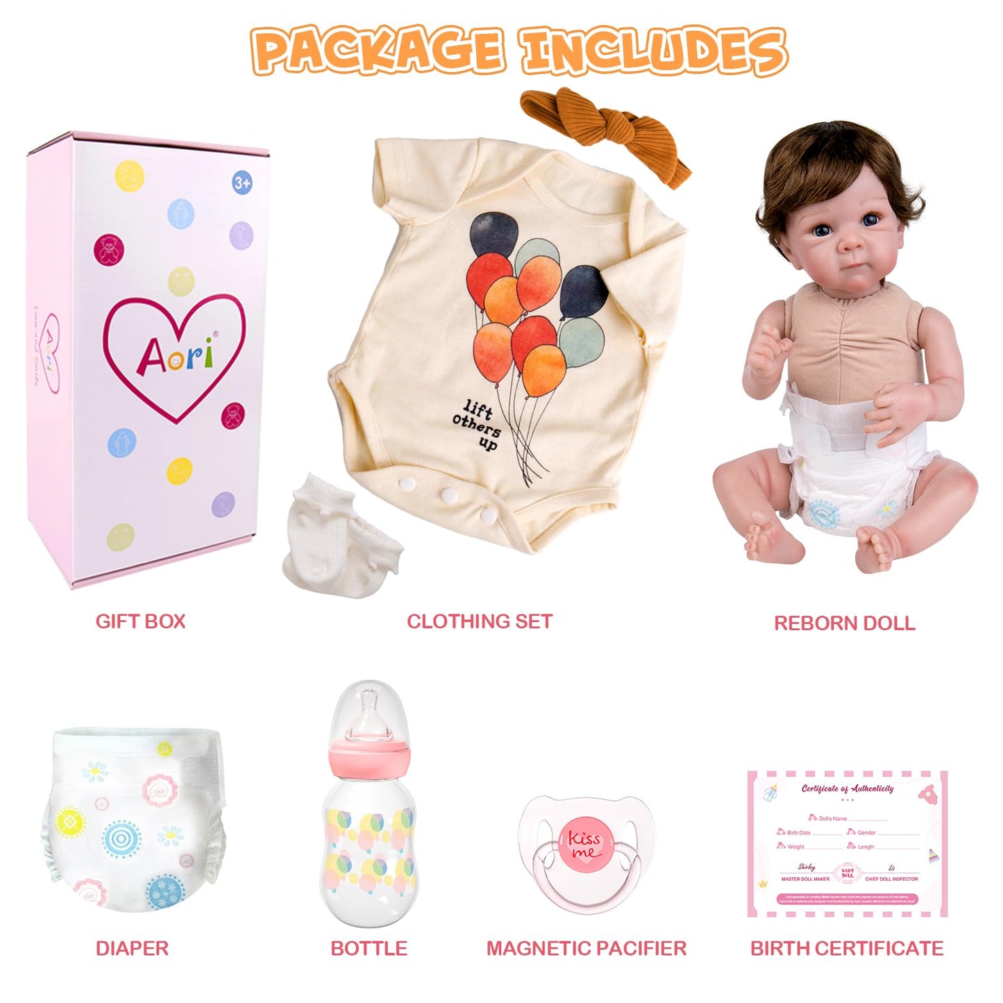 Aori Lifelike Reborn Baby Doll – 20-Inch Realistic Newborn Girl with Gift Box Set