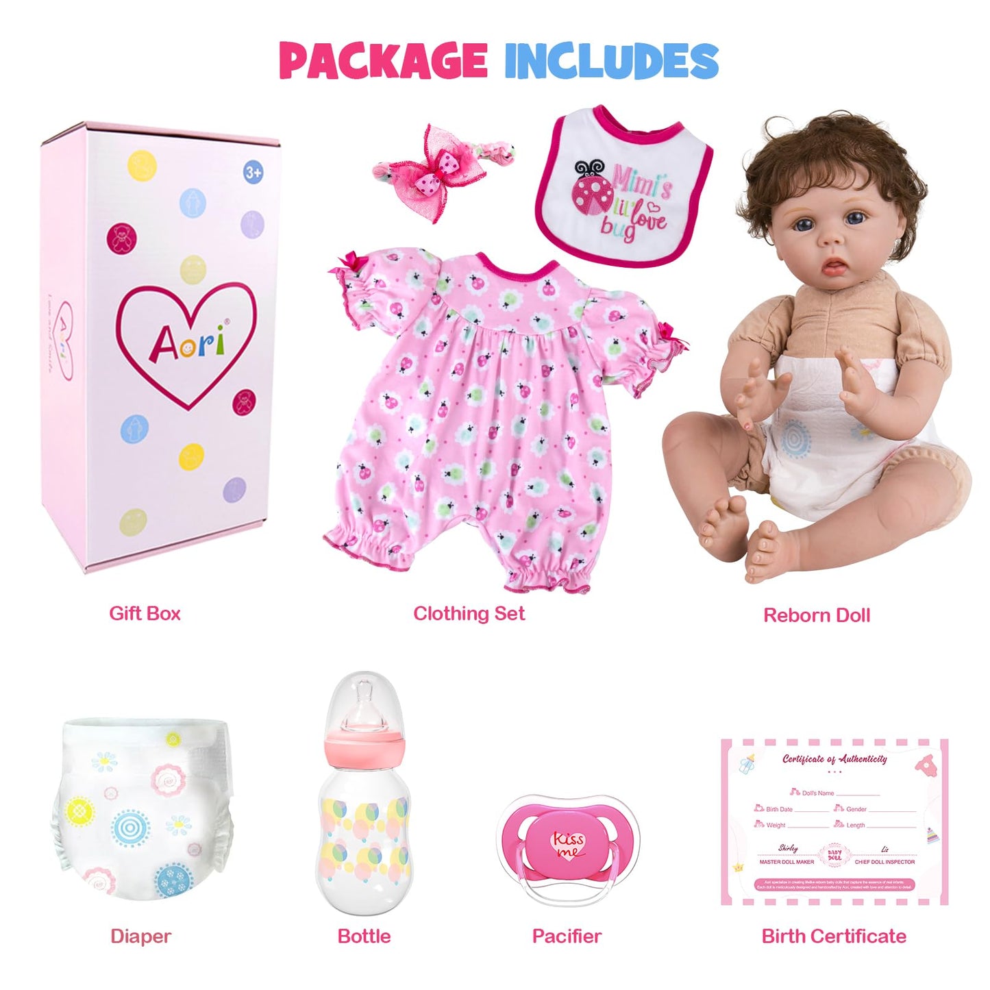Aori 22-Inch Lifelike Reborn Baby Doll - Weighted Cloth Body, Newborn Girl
