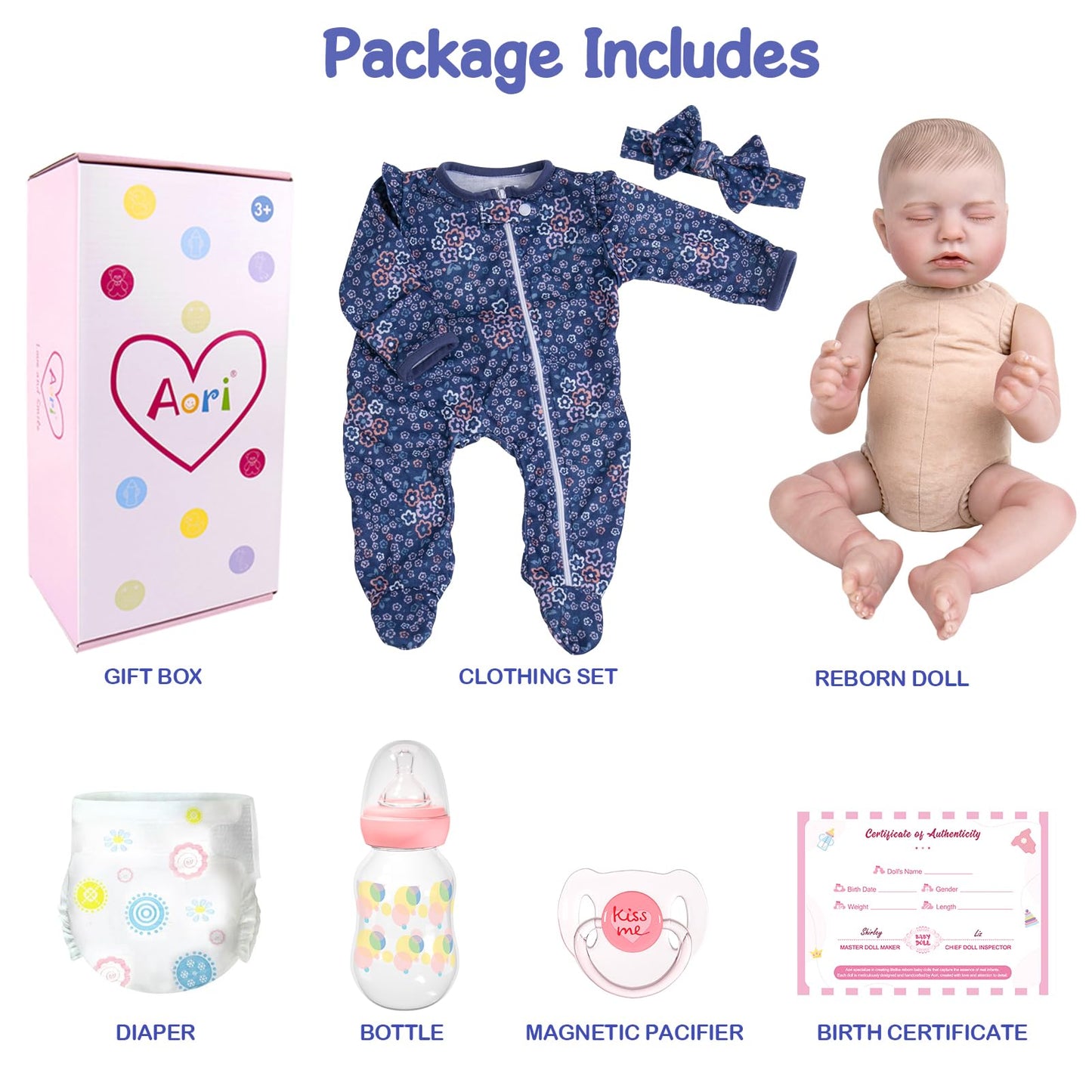 Aori 20-Inch Weighted Reborn Baby Doll – Hyper Realistic Lifelike Newborn Girl with Outfit