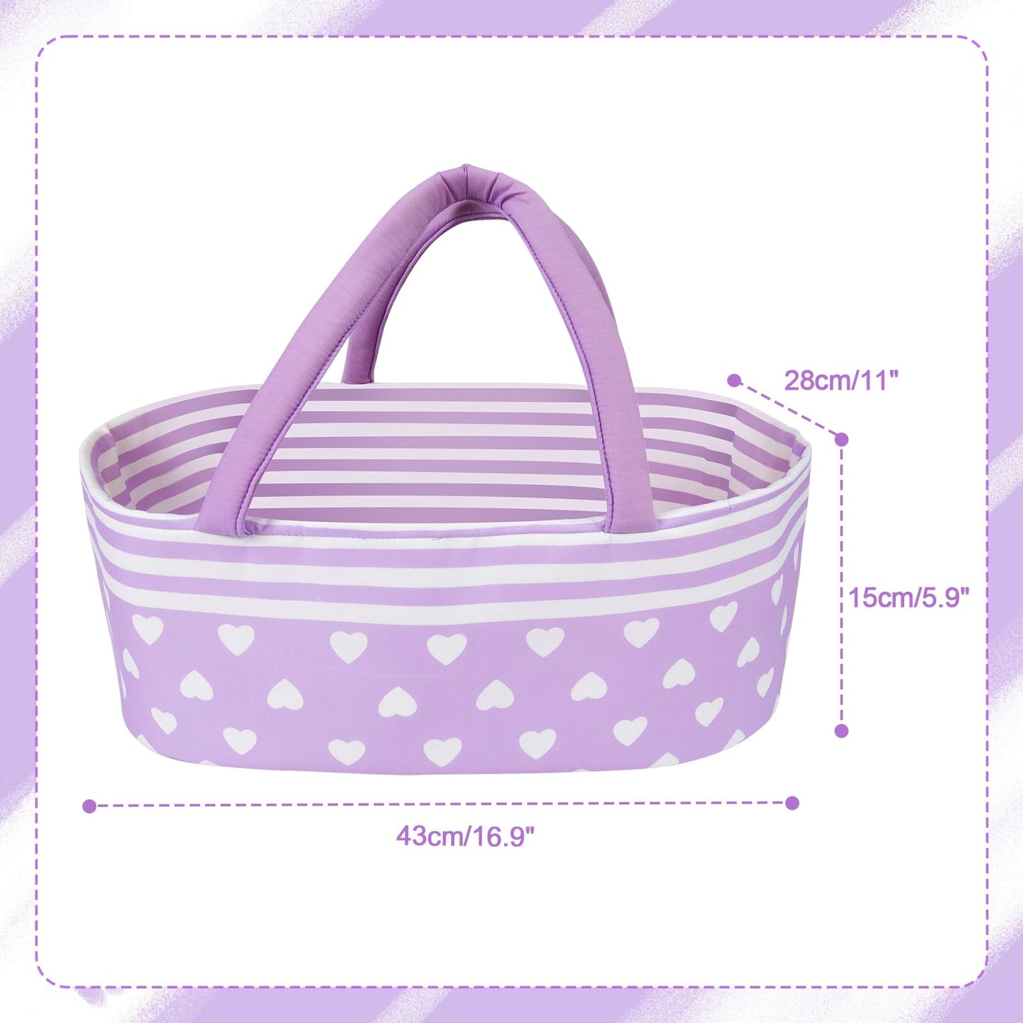 Aori 7-Piece Reborn Doll Clothes Set with Purple Bassinet for 17–22 Inch Dolls