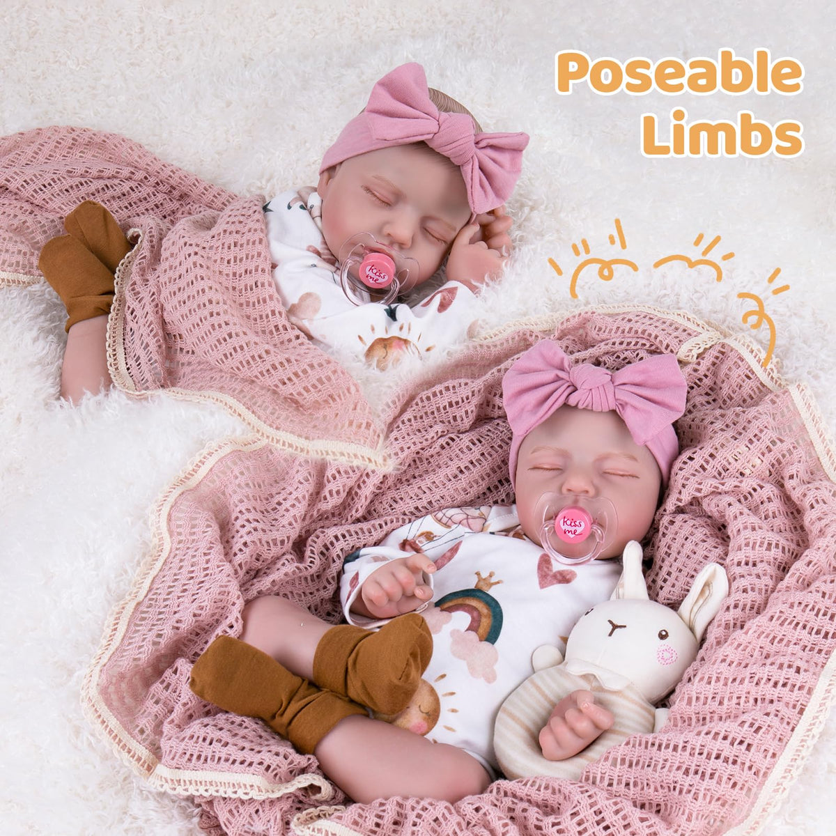 Aori Lifelike Reborn Baby Dolls 20-Inch — Realistic Sleeping Newborn Girl with Rainbow Clothes