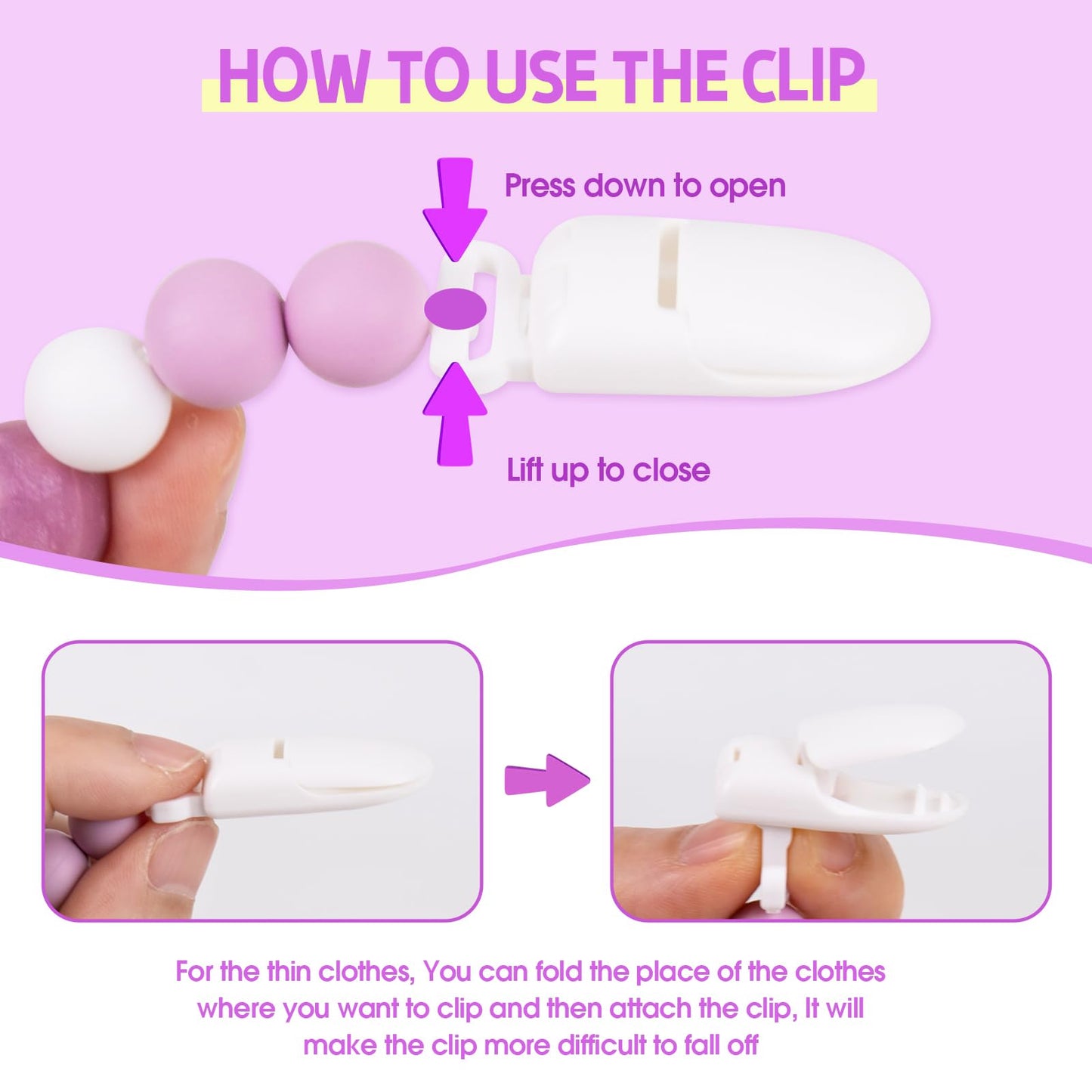 Aori Reborn Doll Magnetic Pacifier Clip Set – Purple
