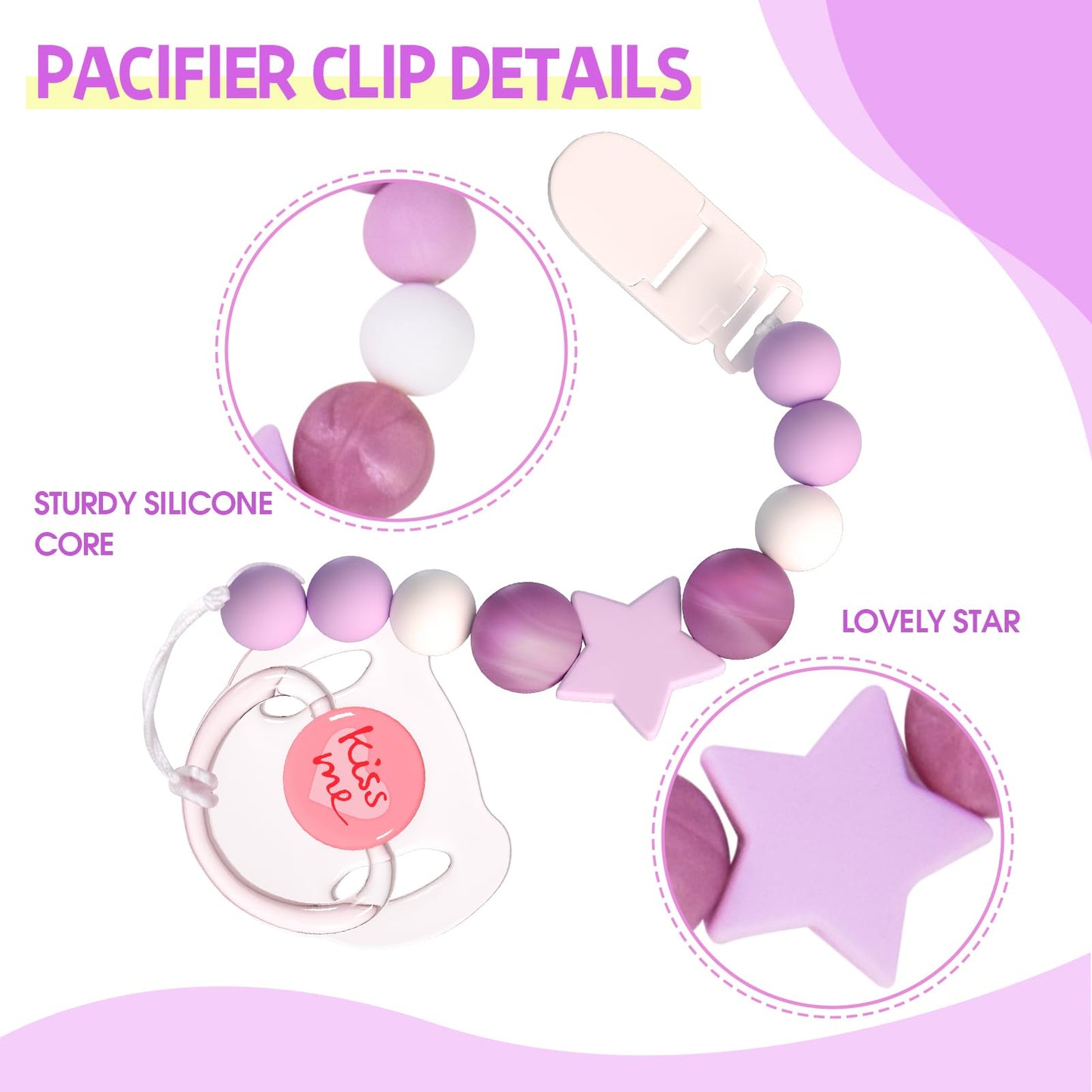 Aori Reborn Doll Magnetic Pacifier Clip Set – Purple