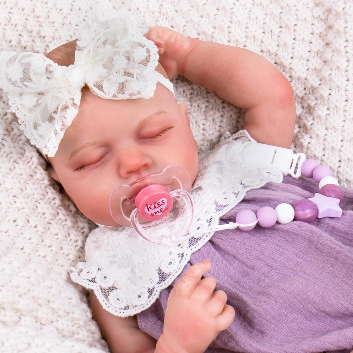 Aori Reborn Doll Magnetic Pacifier Clip Set – Purple