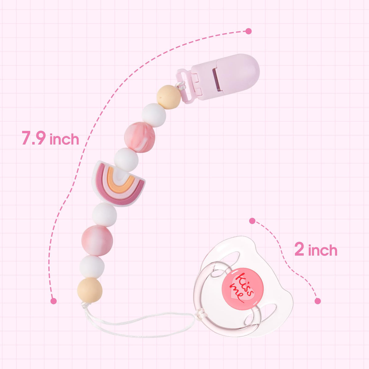 Aori Magnetic Pacifier Clips for Reborn Dolls - Pink