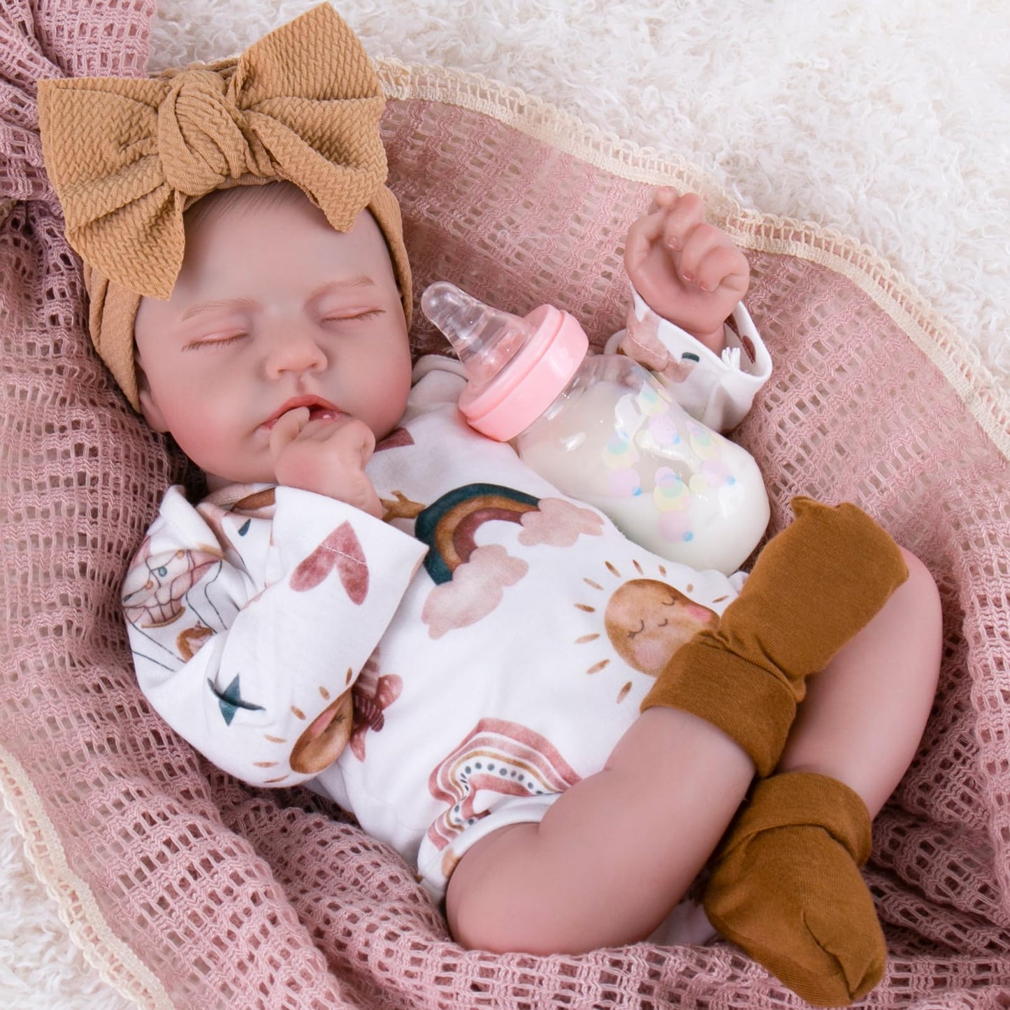 Aori Lifelike Reborn Baby Dolls 20-Inch — Realistic Sleeping Newborn Girl with Rainbow Clothes