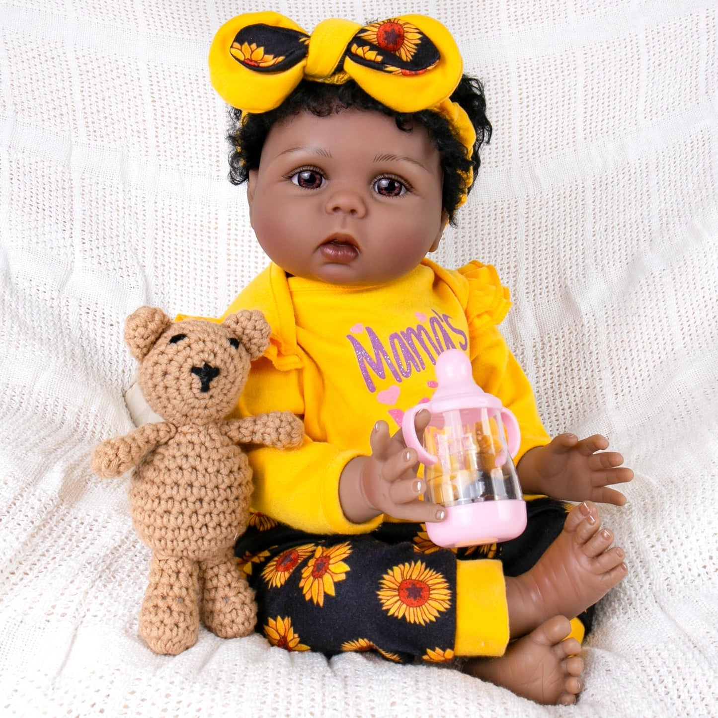 Aori Reborn Baby Doll Black 22in – Realistic Lifesize Doll for Kids