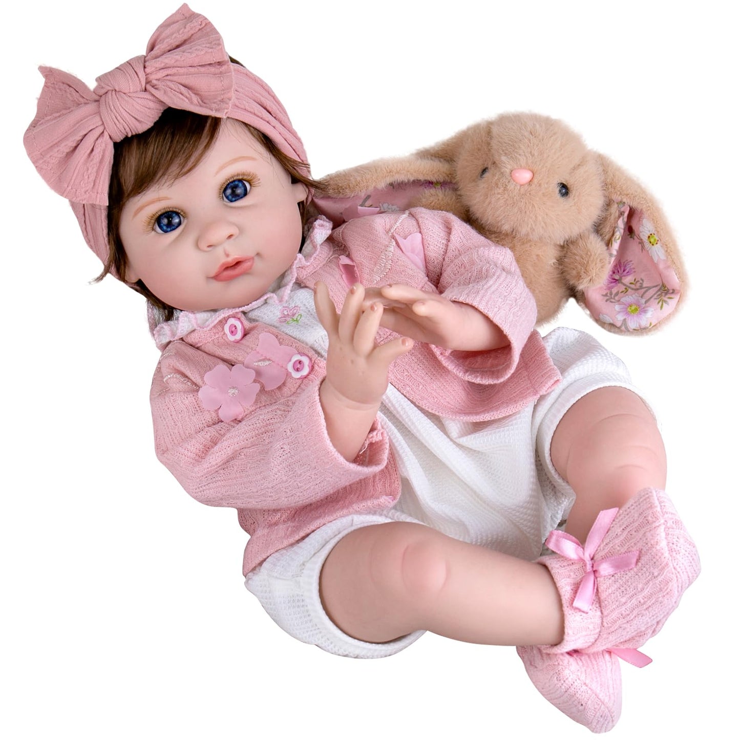 Aori Realistic Reborn Baby Dolls - 22 Inch Lifelike Baby Girl with Feeding Bottle & Pacifier