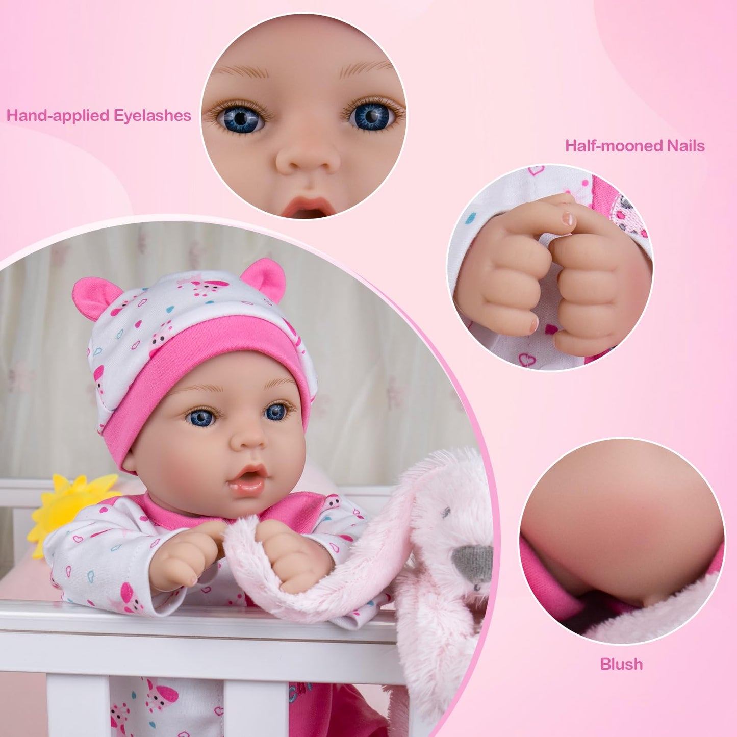 Aori Reborn Baby Doll Girl 18'' – Realistic Newborn with Pink Feeding Accessories | Weighted, Safe for Kids 3+