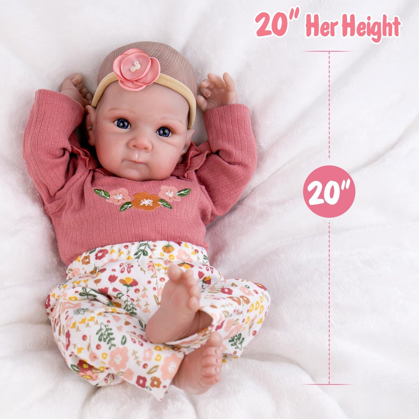 Aori Reborn Baby Dolls Girl – 20 Inch Realistic Lifelike Doll with Weighted Cloth Body and Outfits