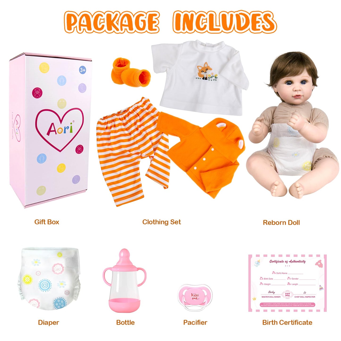 Aori 22-Inch Lifelike Reborn Baby Doll with Fox Outfit | Gift Set