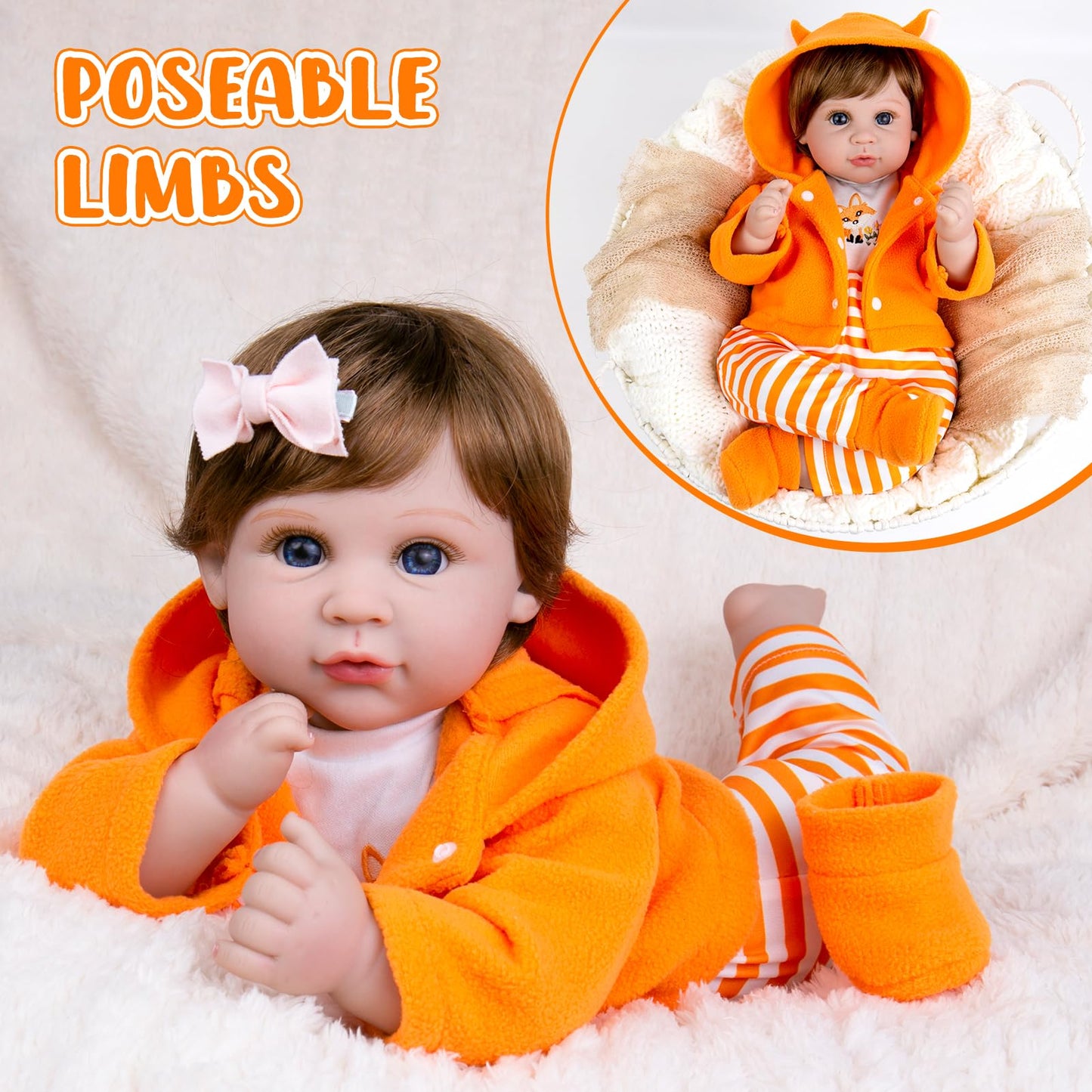 Aori 22-Inch Lifelike Reborn Baby Doll with Fox Outfit | Gift Set