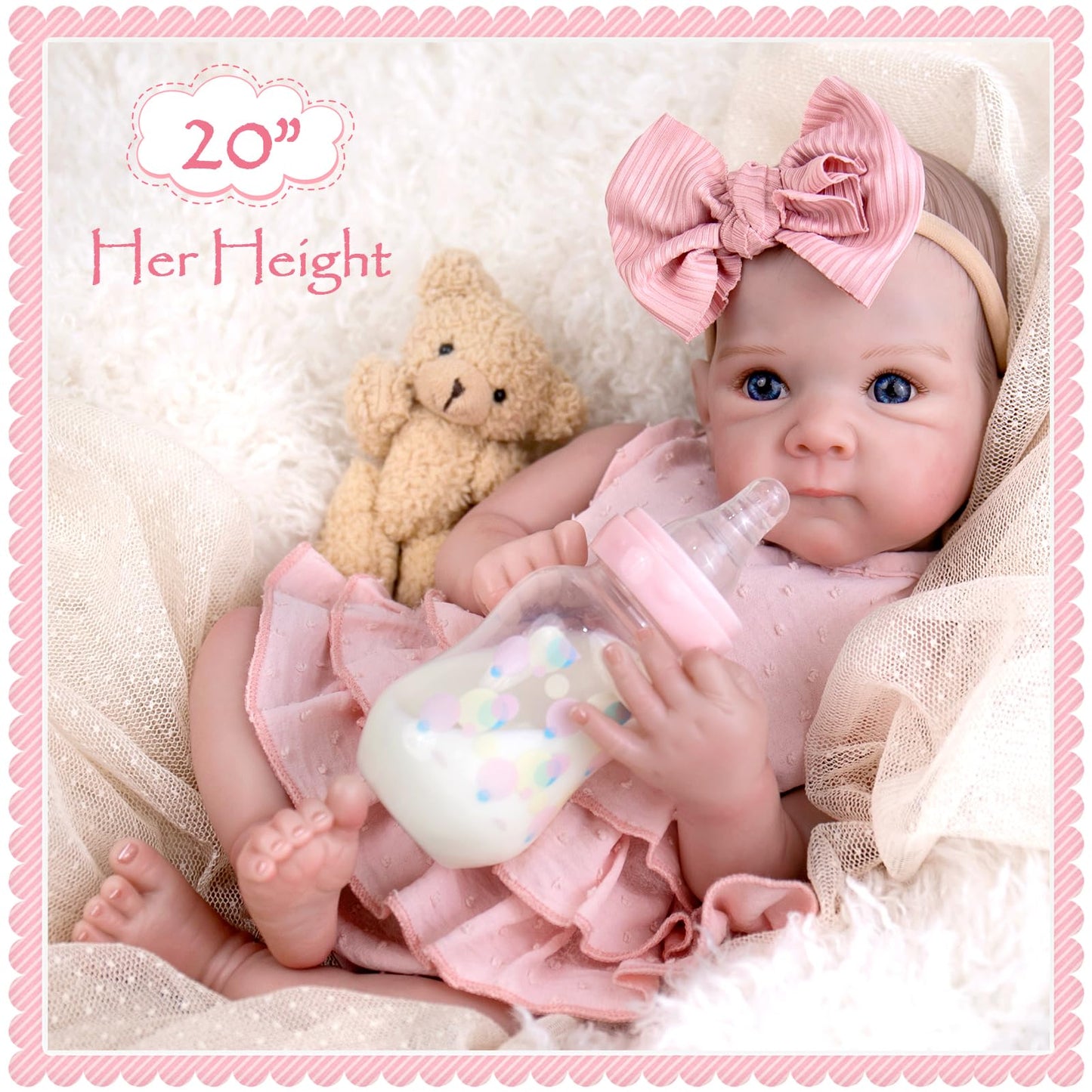 Aori Realistic Reborn Baby Dolls – 20-Inch Lifelike Newborn Girl with Poseable Limbs & Feeding Kit