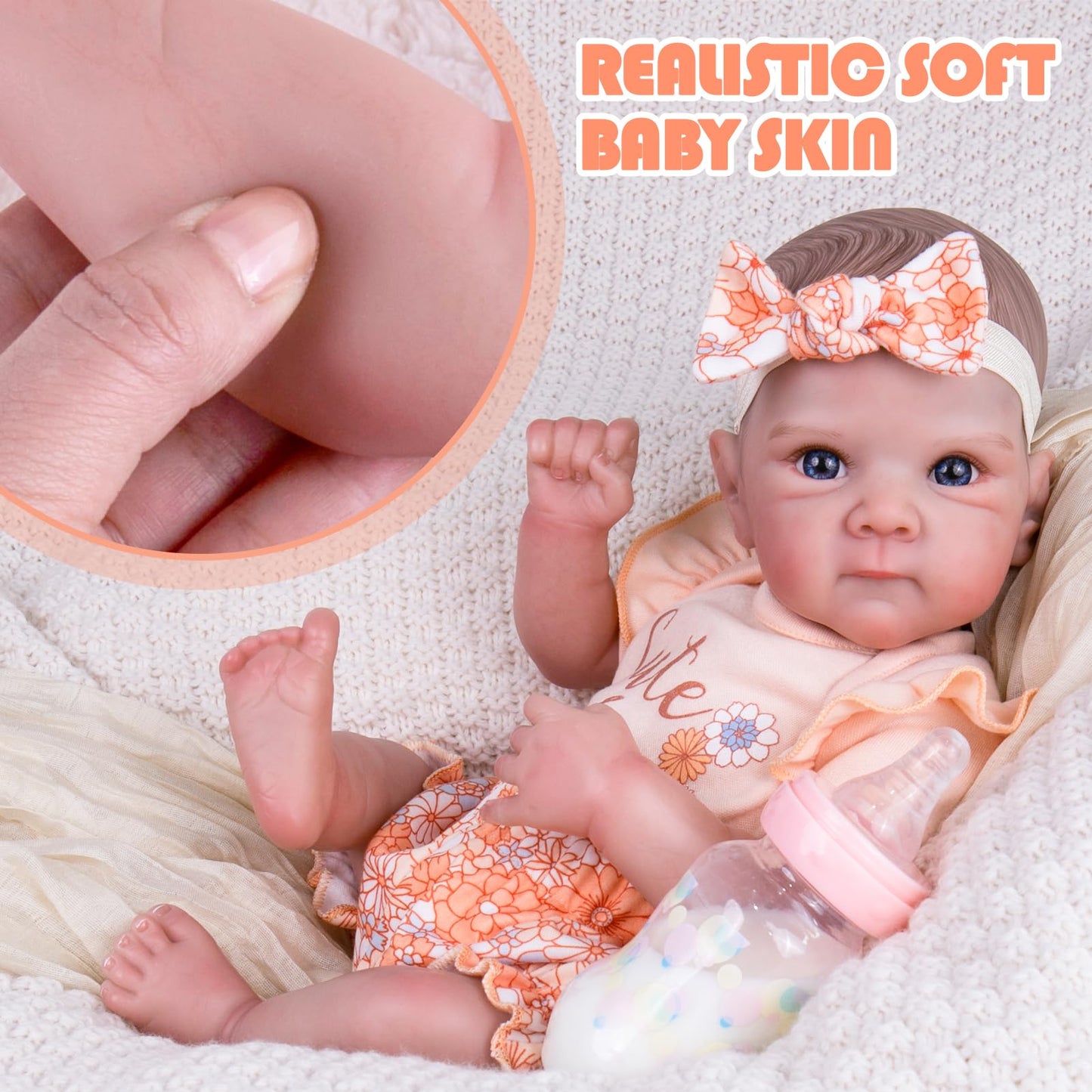 Aori Reborn Baby Doll Girl – 20-Inch Lifelike with Poseable Limbs & Feeding Kit | Gift for Kids 3+