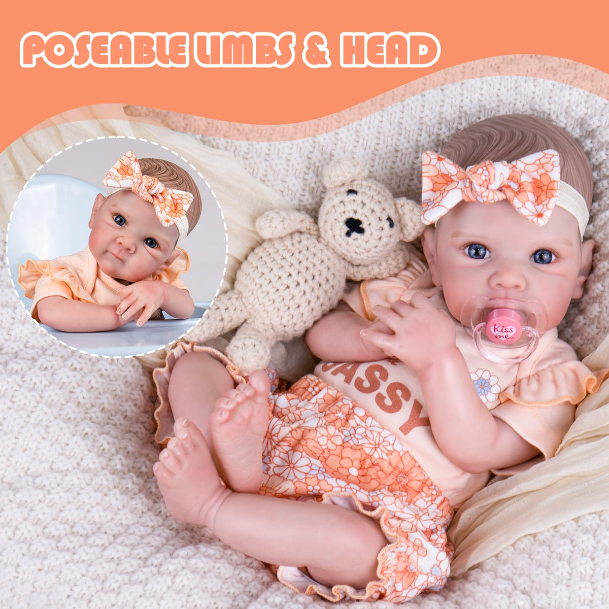 Aori Reborn Baby Doll Girl – 20-Inch Lifelike with Poseable Limbs & Feeding Kit | Gift for Kids 3+