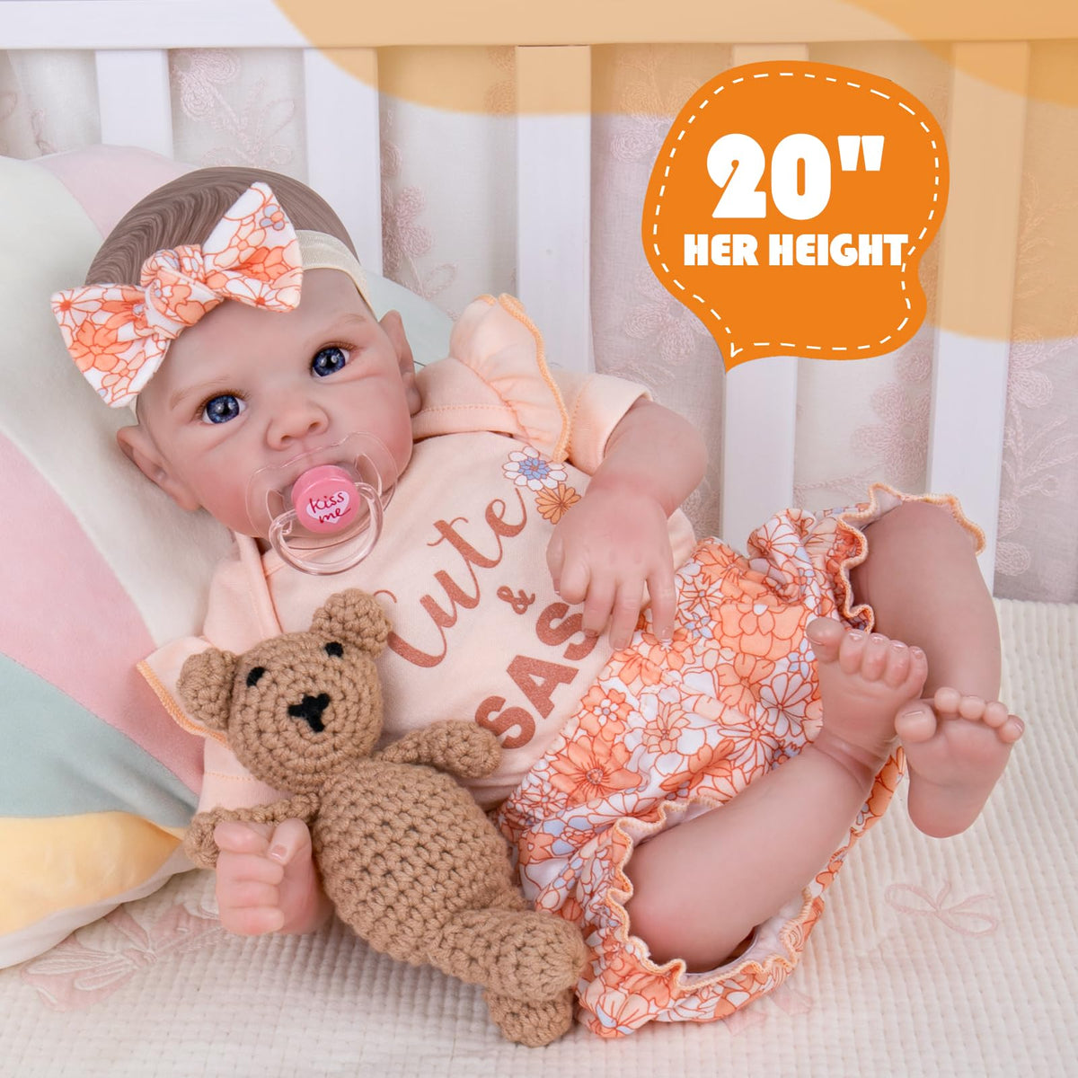 Aori Reborn Baby Doll Girl – 20-Inch Lifelike with Poseable Limbs & Feeding Kit | Gift for Kids 3+