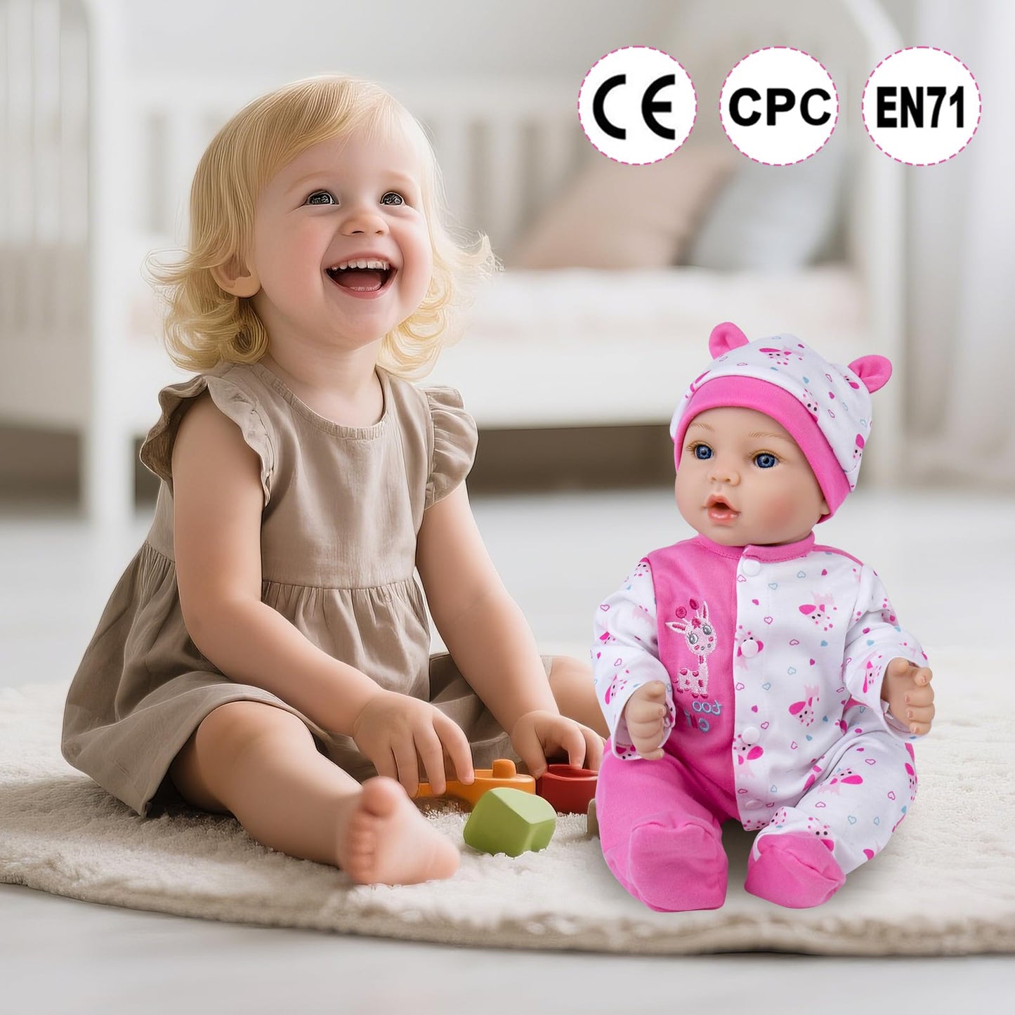 Aori Reborn Baby Doll Girl 18'' – Realistic Newborn with Pink Feeding Accessories | Weighted, Safe for Kids 3+
