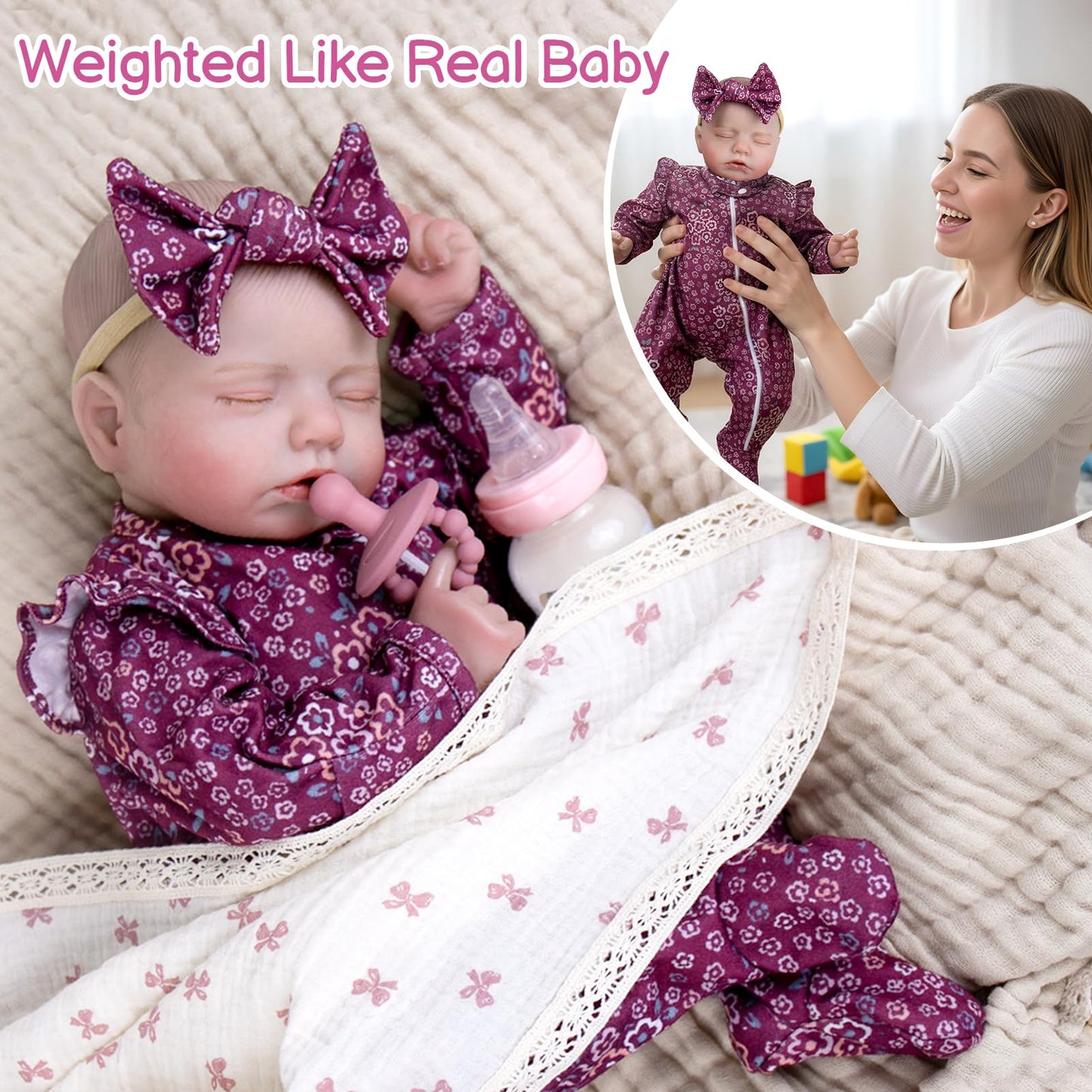 Aori 20 Inch Lifelike Reborn Baby Doll – Realistic Weighted Newborn Sleeping Girl with Outfit