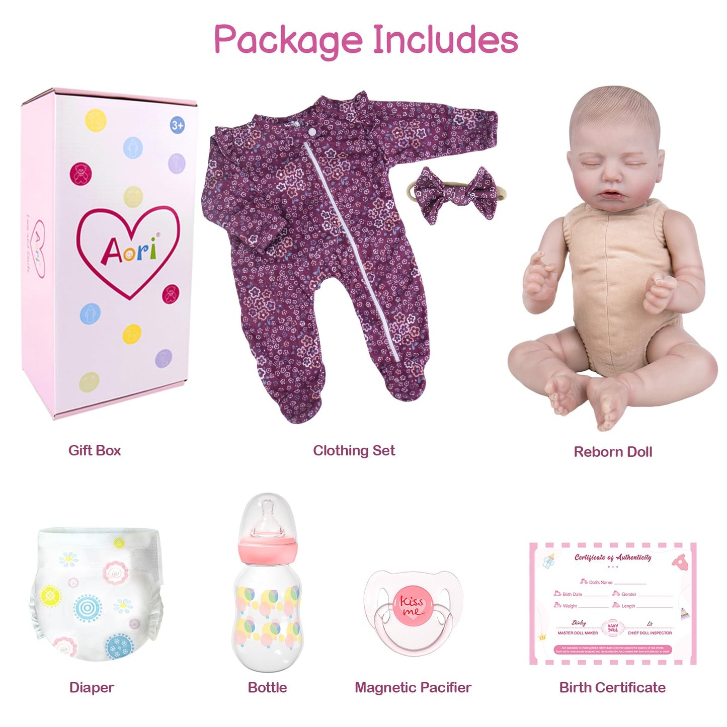 Aori 20 Inch Lifelike Reborn Baby Doll – Realistic Weighted Newborn Sleeping Girl with Outfit