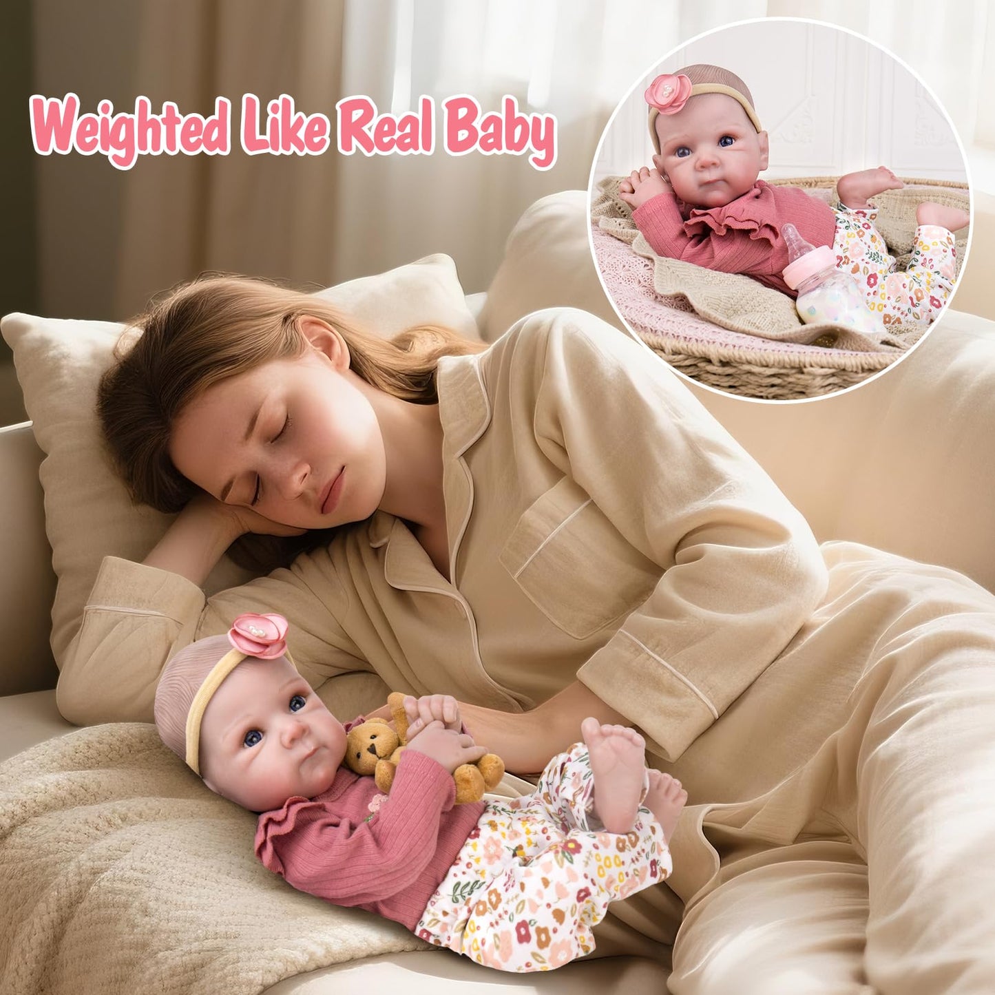 Aori Reborn Baby Dolls Girl – 20 Inch Realistic Lifelike Doll with Weighted Cloth Body and Outfits