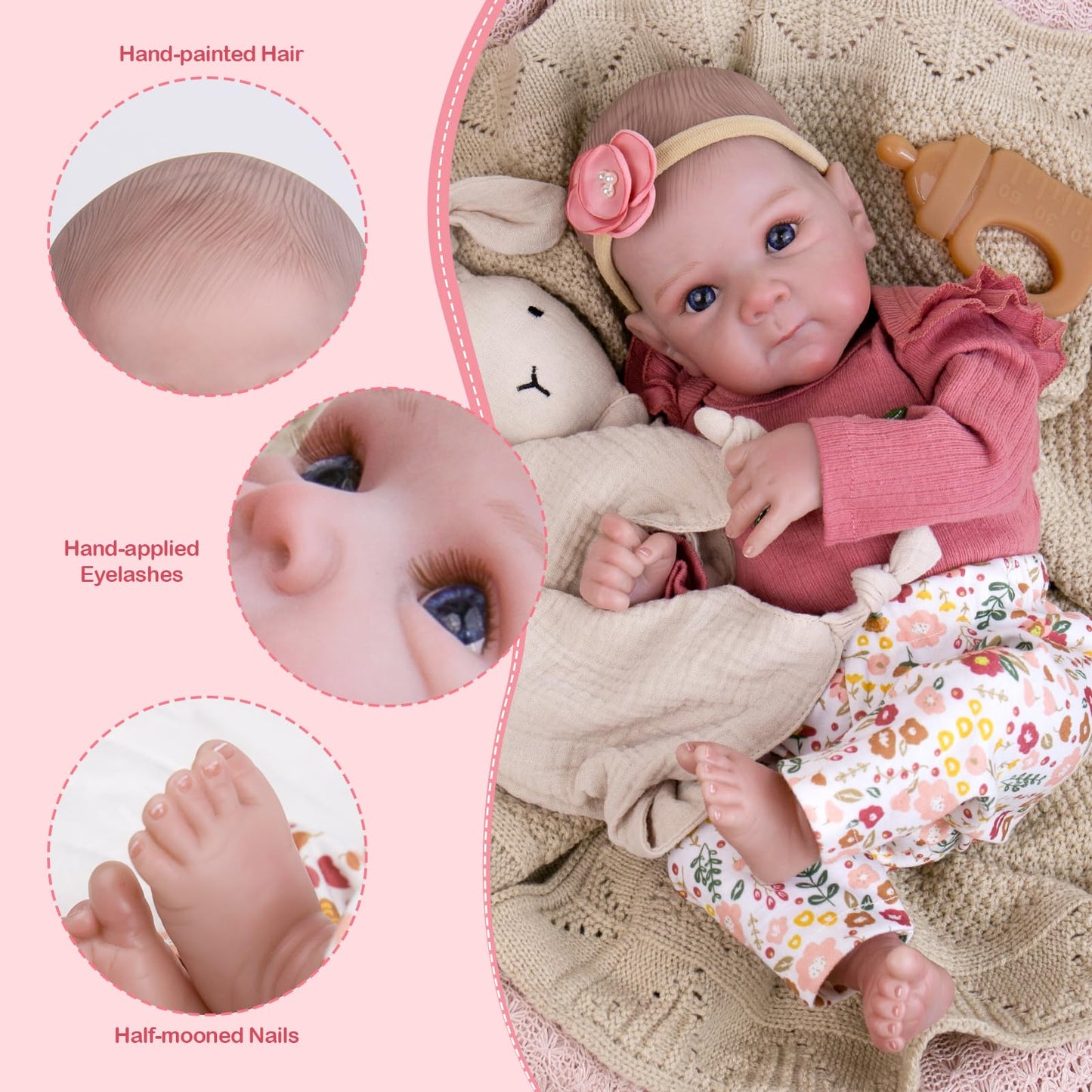 Aori Reborn Baby Dolls Girl – 20 Inch Realistic Lifelike Doll with Weighted Cloth Body and Outfits