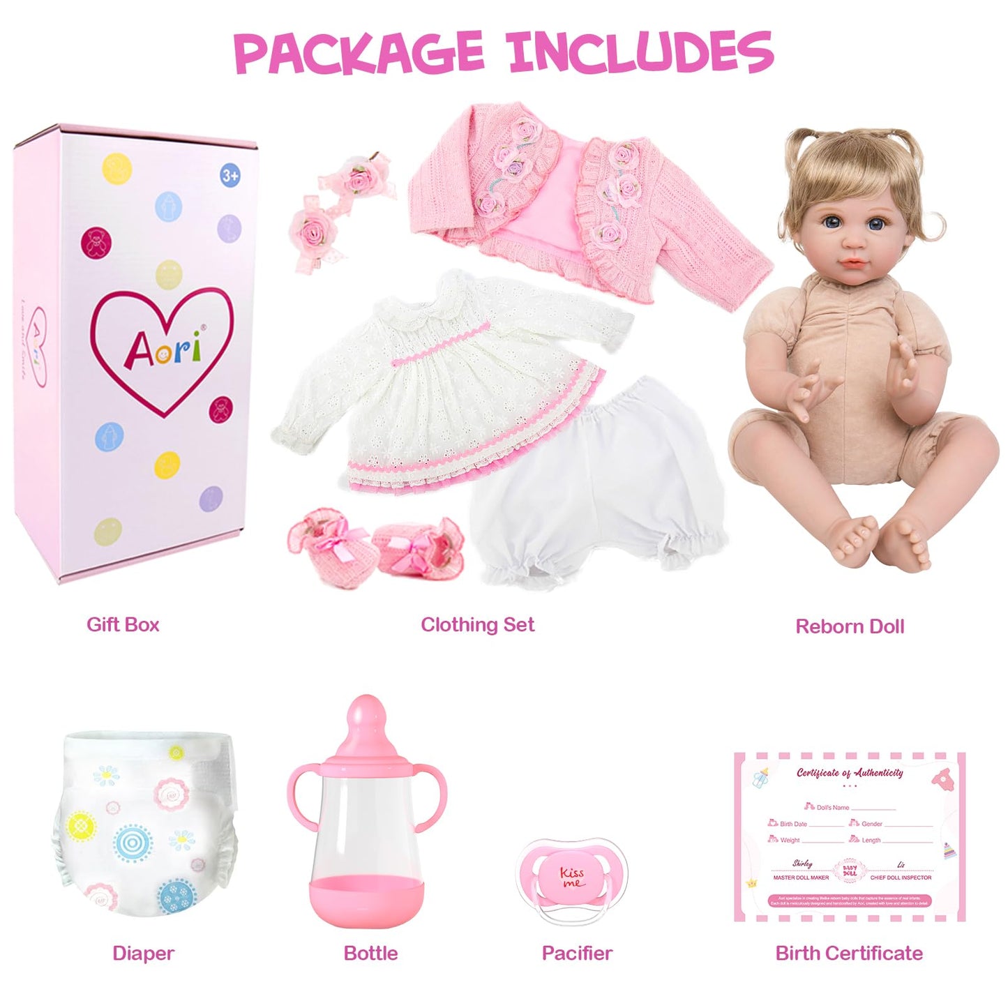 Aori Reborn Baby Dolls 22 Inch – Realistic Lifelike Baby Girl for Gift & Play