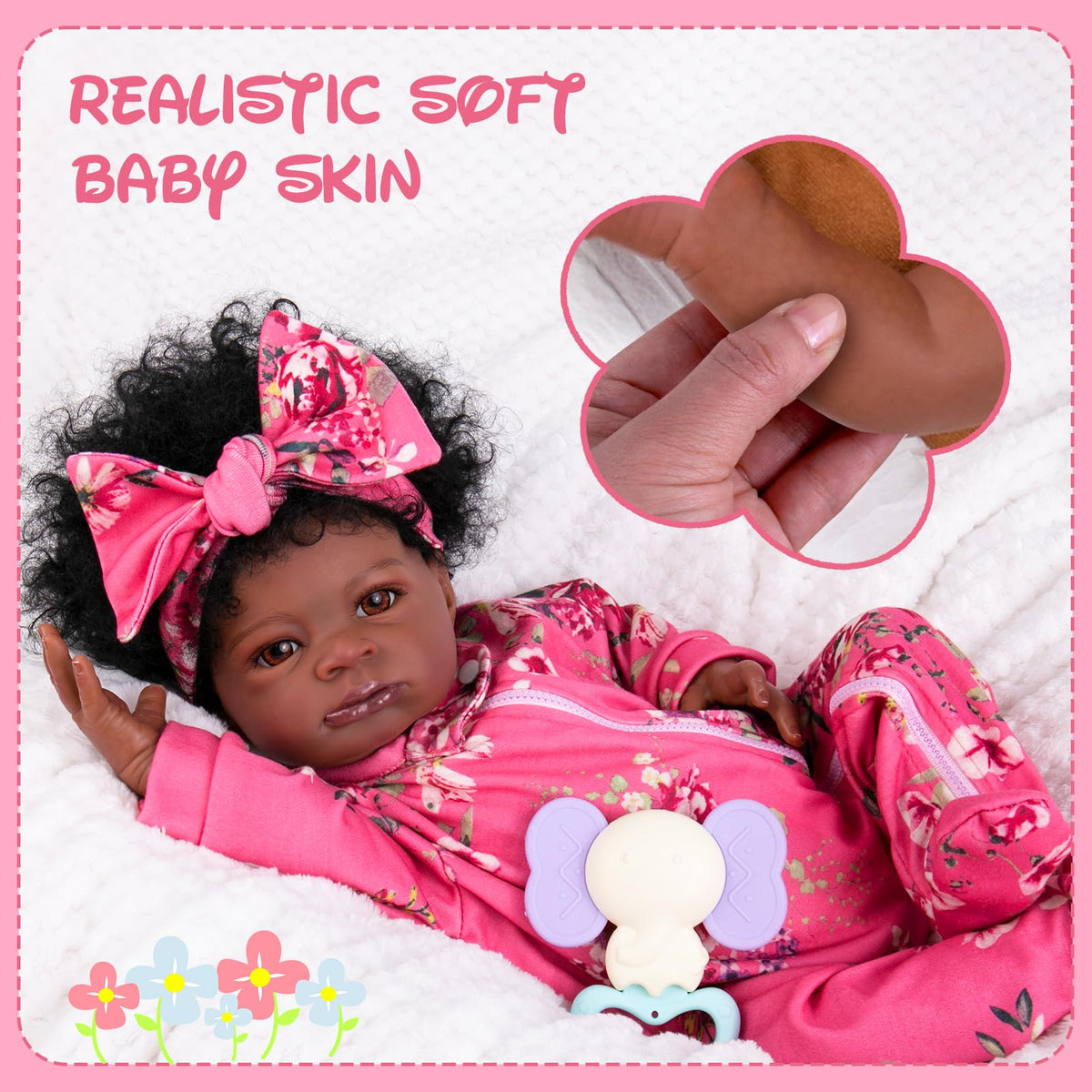 Aori Reborn Black Girl Doll - 20-Inch Realistic Newborn with Feeding Accessories