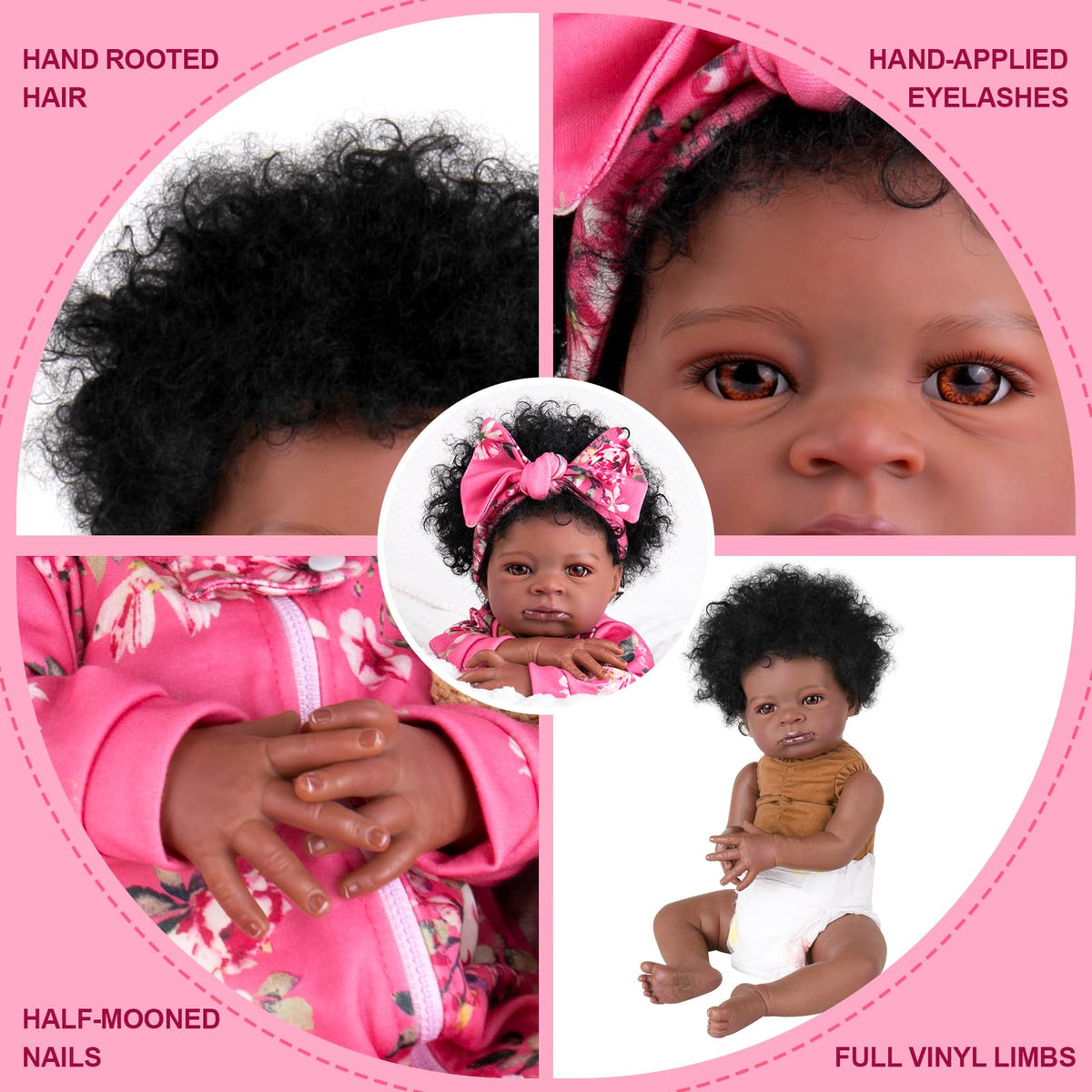 Aori Reborn Black Girl Doll - 20-Inch Realistic Newborn with Feeding Accessories
