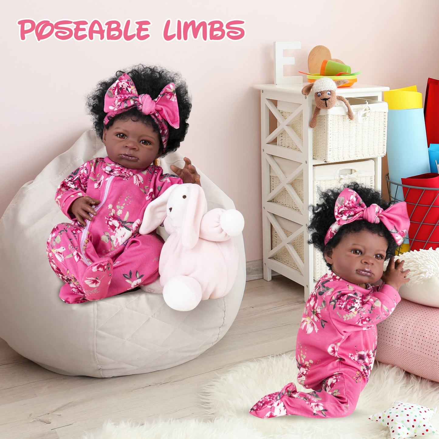 Aori Reborn Black Girl Doll - 20-Inch Realistic Newborn with Feeding Accessories