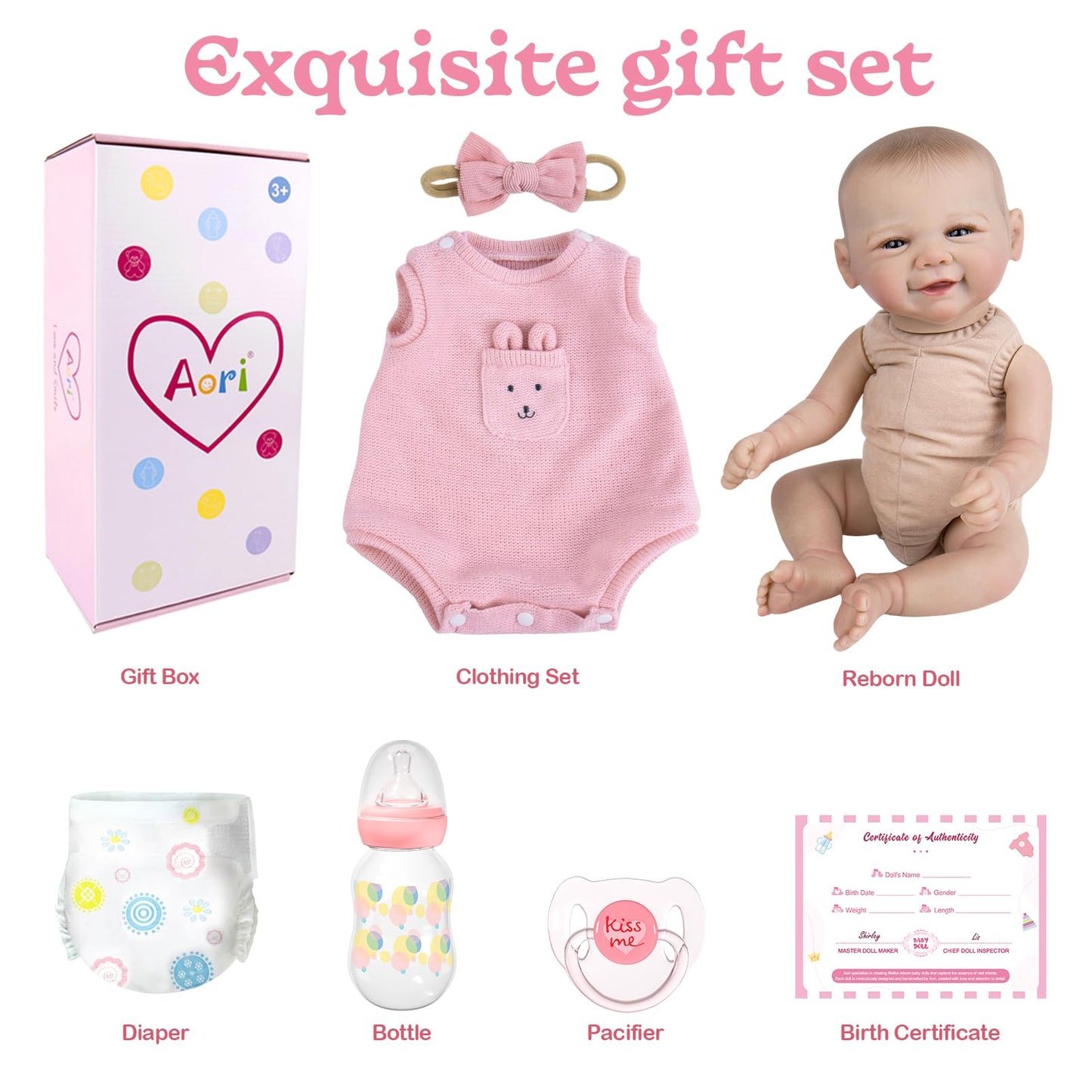 Aori Realistic Reborn Baby Dolls - Weighted 20in Baby Girl with Flexible Limbs