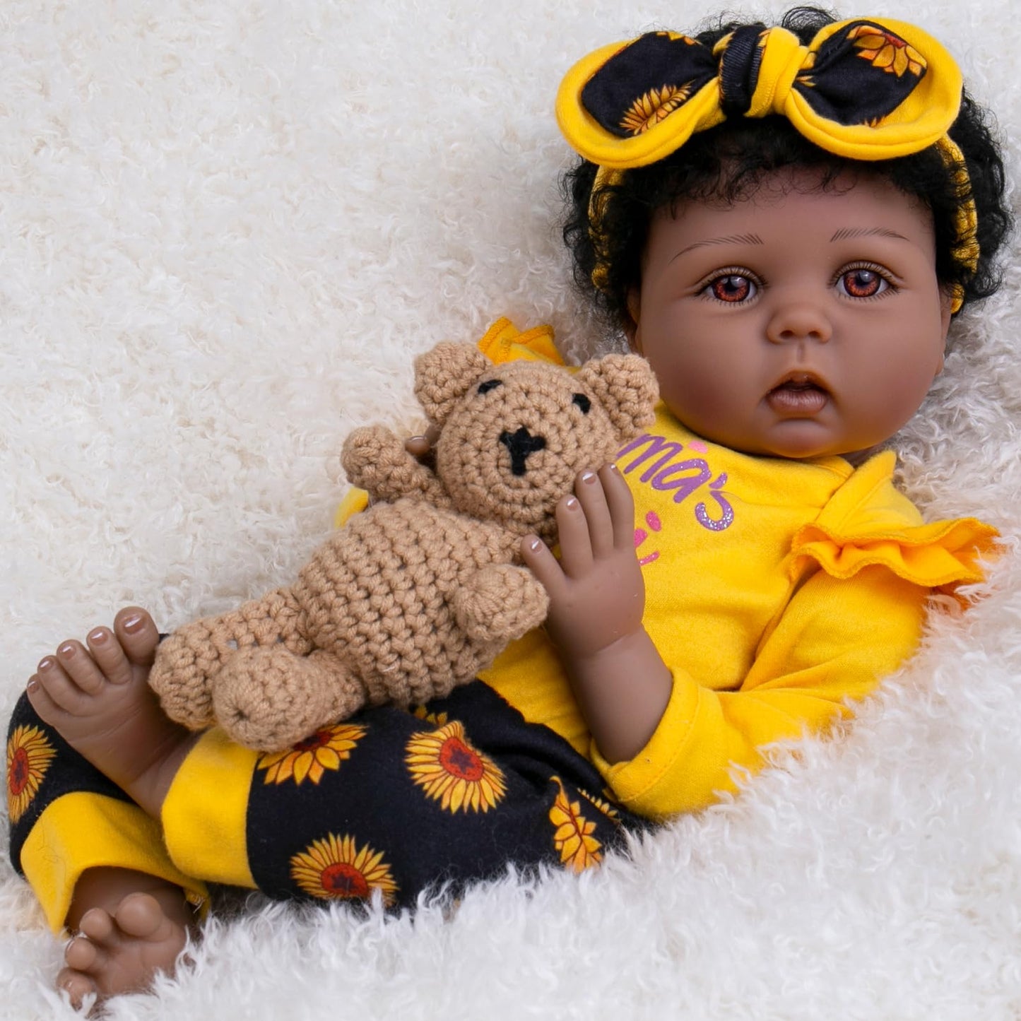 Aori Reborn Baby Doll Black 22in – Realistic Lifesize Doll for Kids