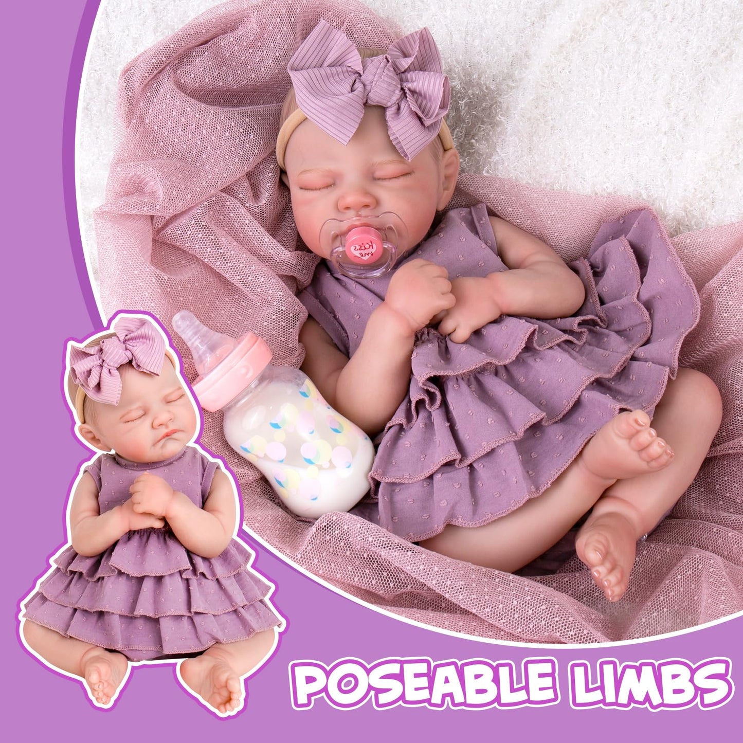 Aori Lifelike Reborn Baby Doll 20-Inch – Poseable Realistic Doll with Feeding Kit Gift Set