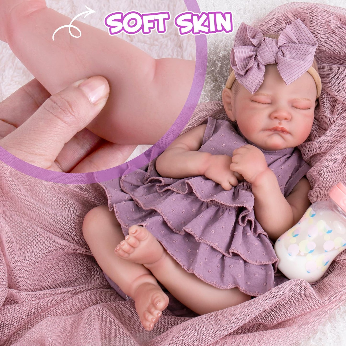 Aori Lifelike Reborn Baby Doll 20-Inch – Poseable Realistic Doll with Feeding Kit Gift Set
