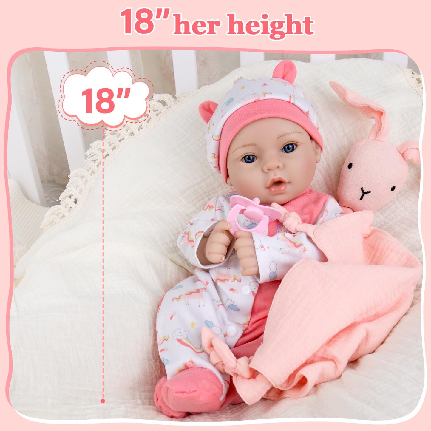 Aori Reborn Baby Dolls Lifelike 18-inch Realistic Newborn Girl – Handcrafted & Poseable