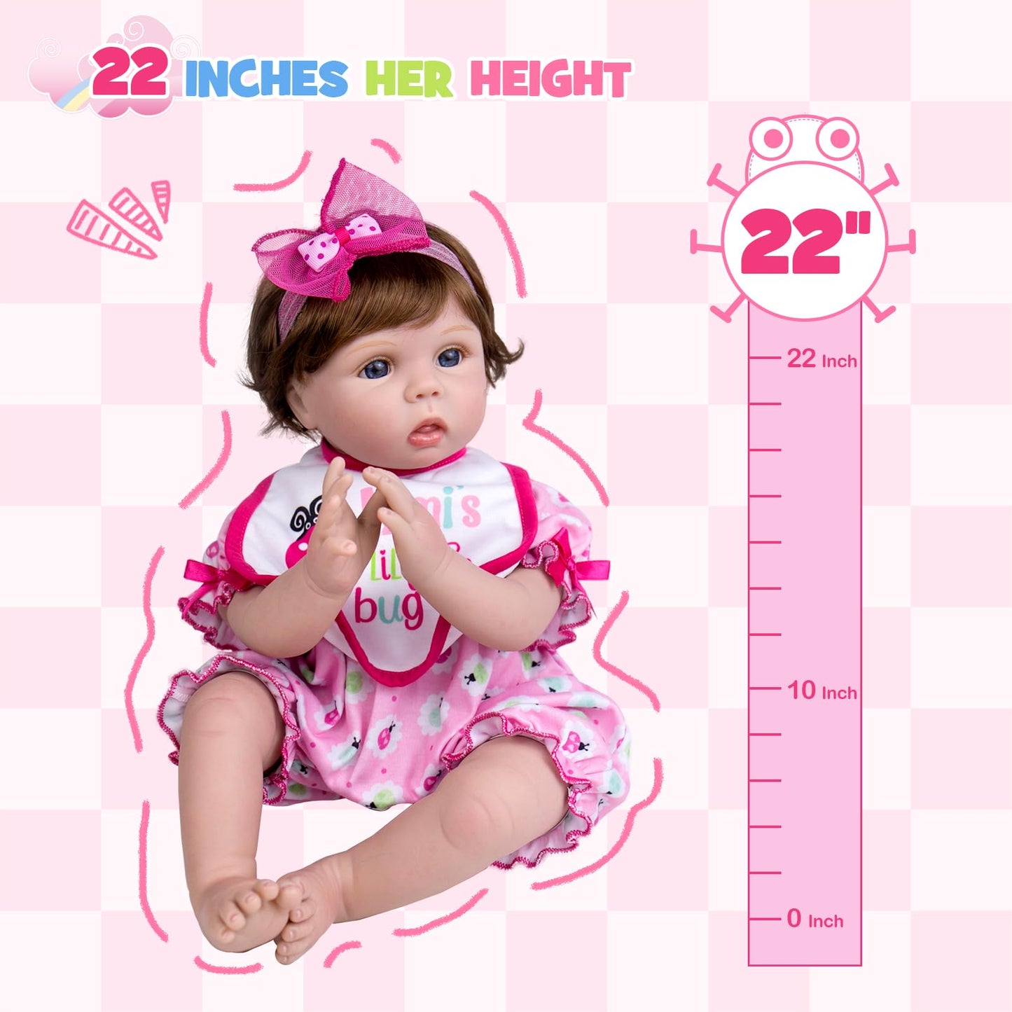 Aori 22-Inch Lifelike Reborn Baby Doll - Weighted Cloth Body, Newborn Girl