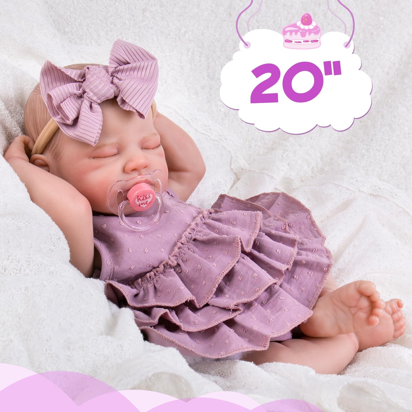 Aori Lifelike Reborn Baby Doll 20-Inch – Poseable Realistic Doll with Feeding Kit Gift Set
