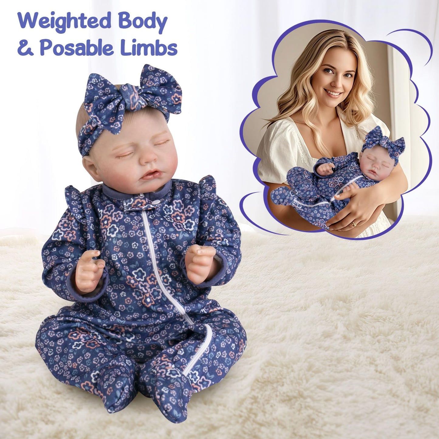 Aori 20-Inch Weighted Reborn Baby Doll – Hyper Realistic Lifelike Newborn Girl with Outfit