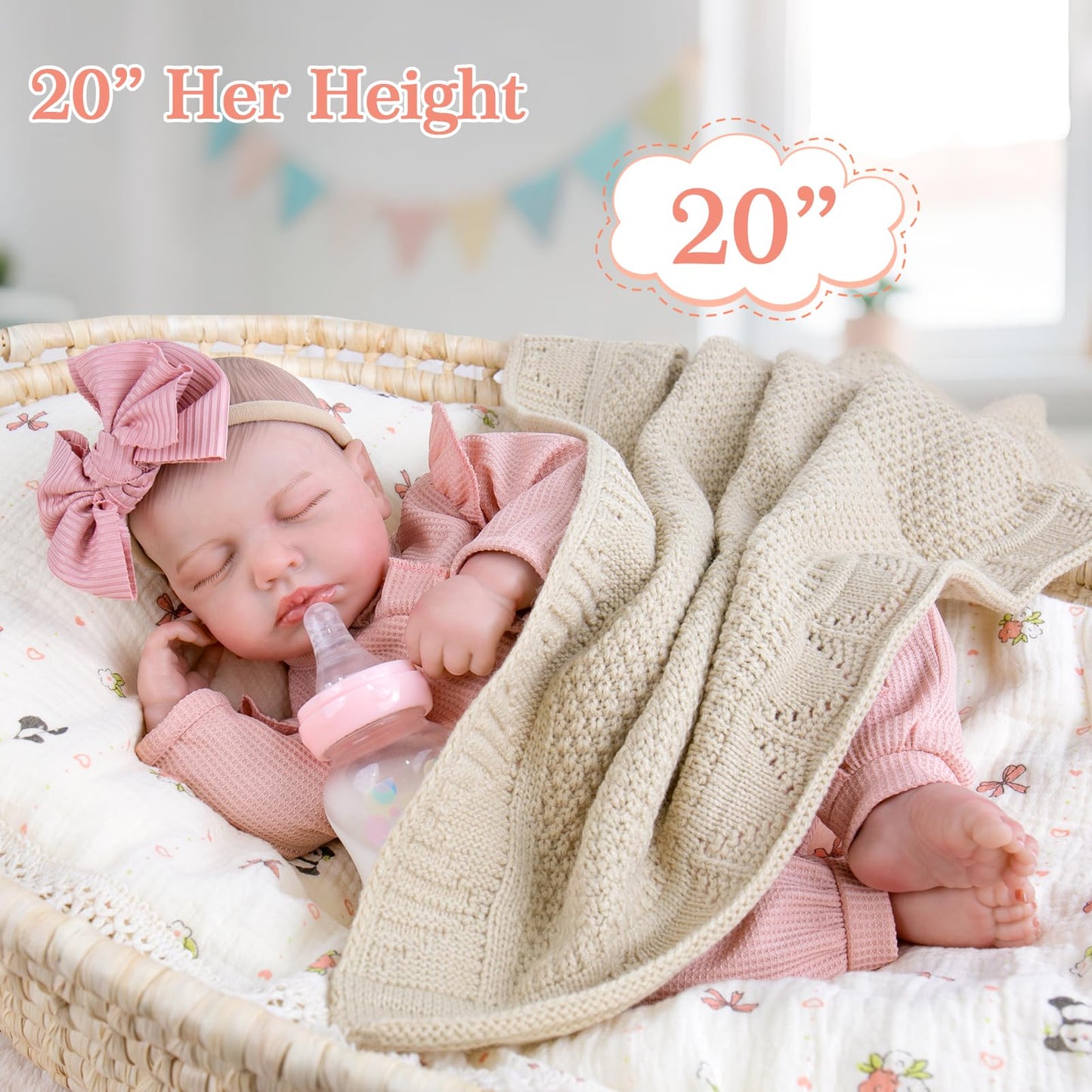 Aori Lifelike Reborn Baby Doll – 20-Inch Realistic Newborn Girl