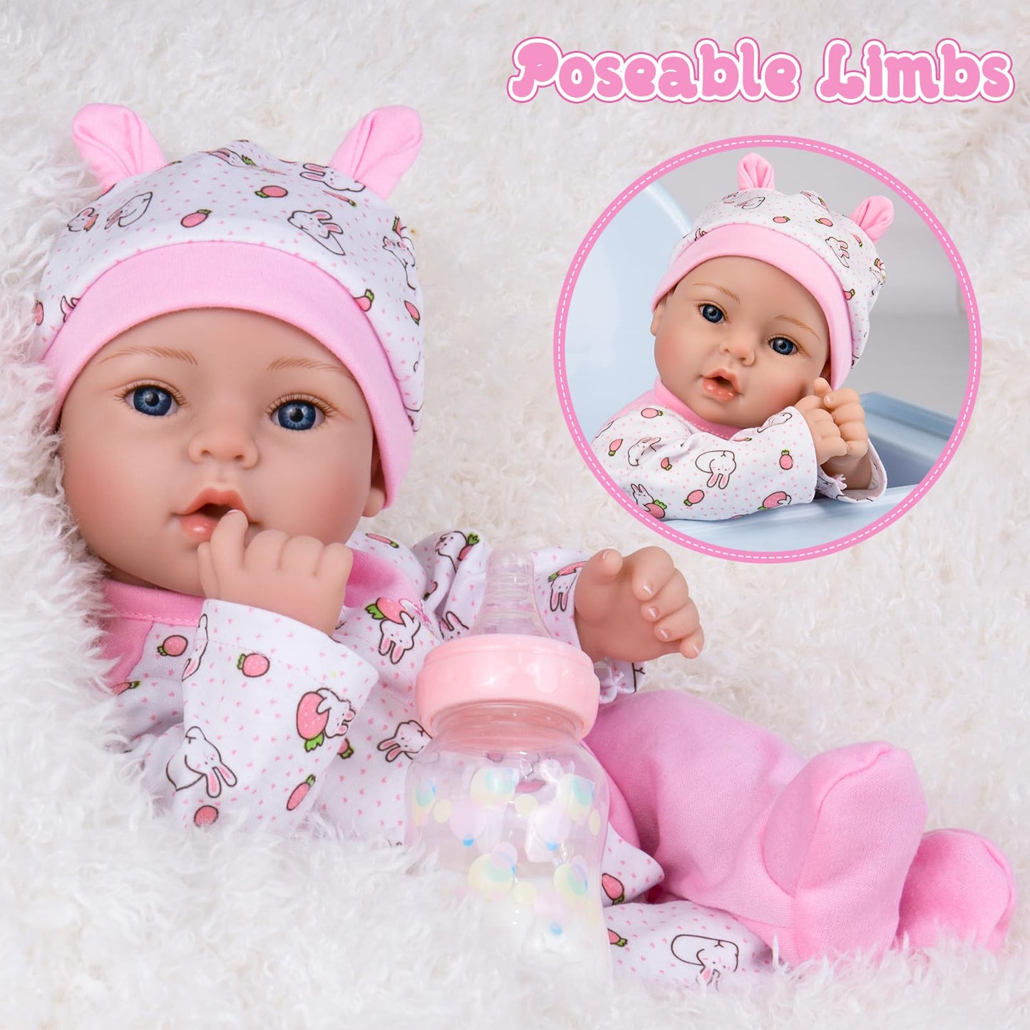 Aori Lifelike Reborn Baby Doll 18'' - Realistic Newborn Girl, Weighted Body, Pink Outfit