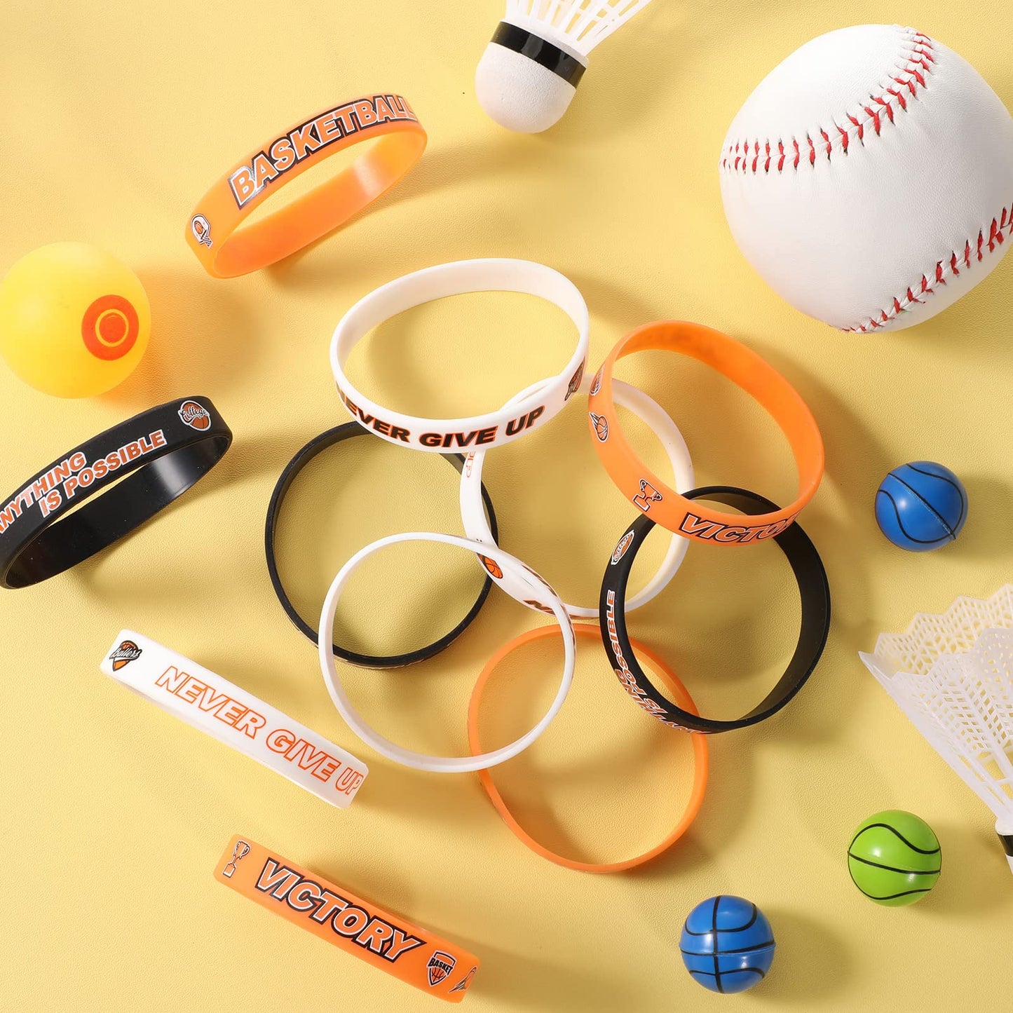 Aoriher 36-Piece Basketball Silicone Wristbands — Motivational Rubber Bracelets for Teams, Parties & Awards