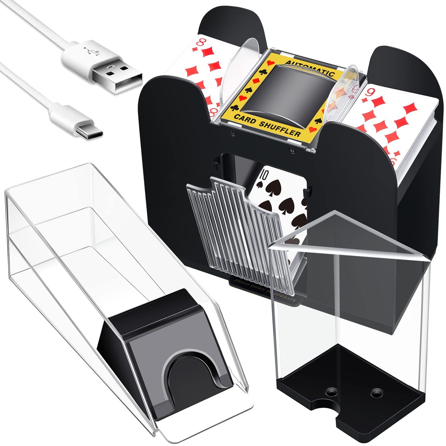 Aoriher Blackjack 6-Deck Auto Shuffler Set with Shoe, Trays & Cut Cards