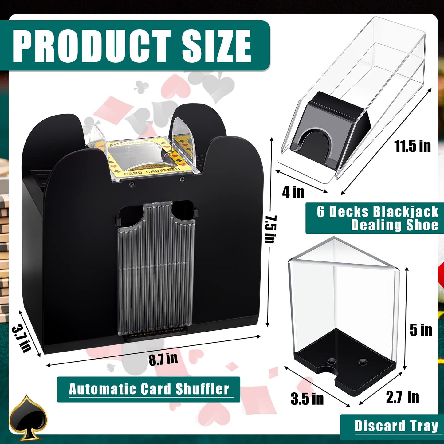 Aoriher Blackjack 6-Deck Auto Shuffler Set with Shoe, Trays & Cut Cards