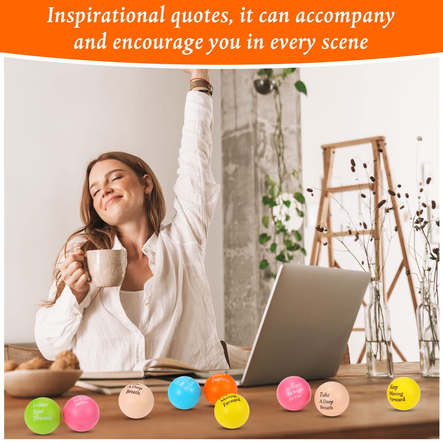 Aoriher 36 Pcs Motivational Stress Balls – Colorful Foam Toys for Office & Home