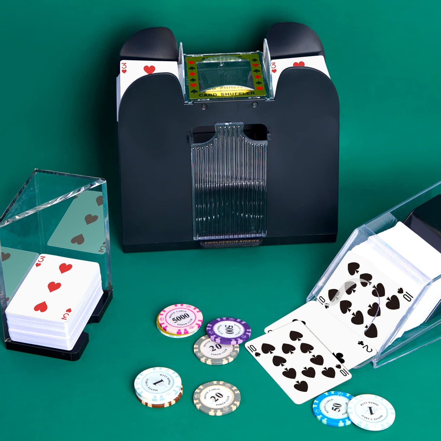 Aoriher Blackjack 6-Deck Auto Shuffler Set with Shoe, Trays & Cut Cards