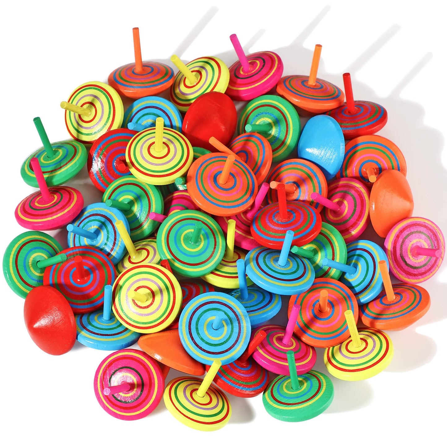 Aoriher Colorful Wood Spinning Tops – 24-Piece Educational Gyroscope Set