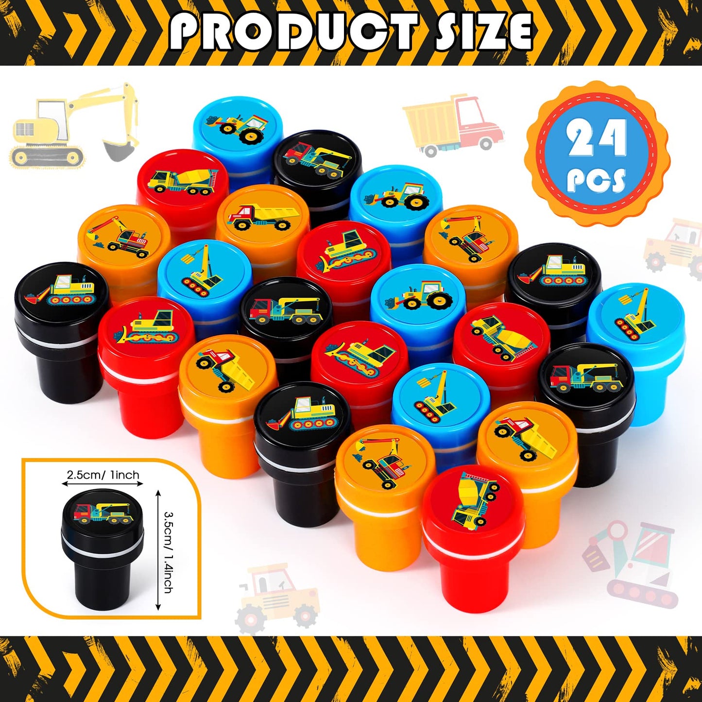 Aoriher 24 Pcs Construction Trucks Stampers – Party Favors & Classroom Rewards