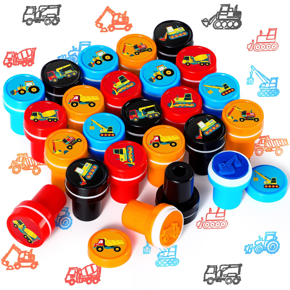 Aoriher 24 Pcs Construction Trucks Stampers – Party Favors & Classroom Rewards