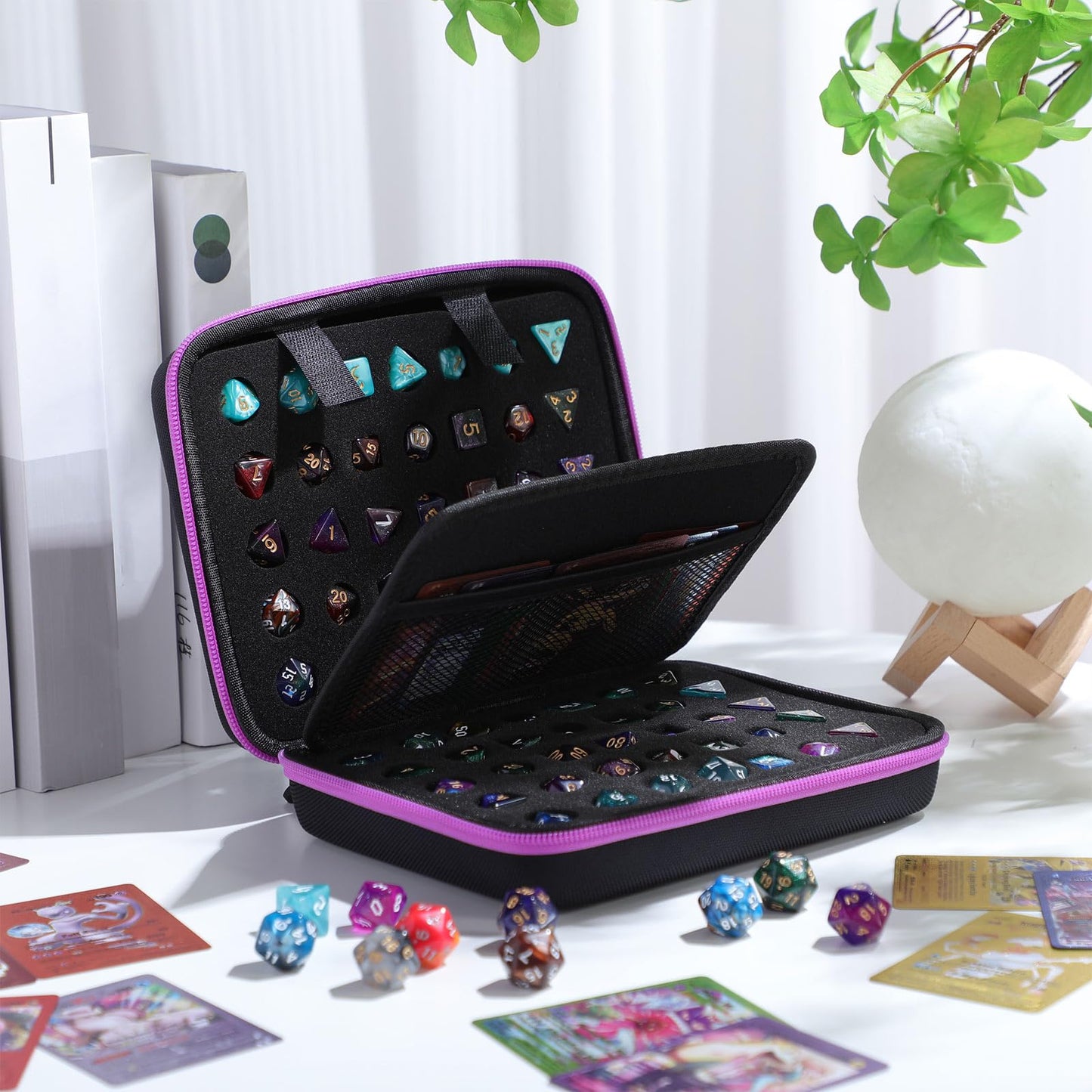 Aoriher Dice Case with Removable Tray Purple – Holds 70 Dice or 10 Sets | Portable Game Storage
