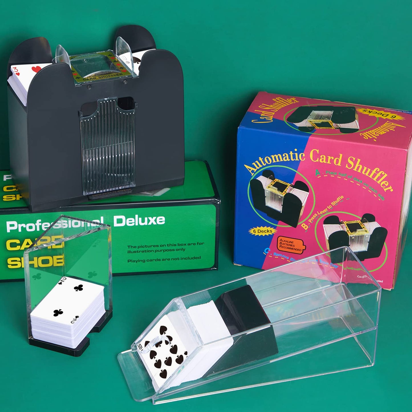 Aoriher Blackjack 6-Deck Auto Shuffler Set with Shoe, Trays & Cut Cards