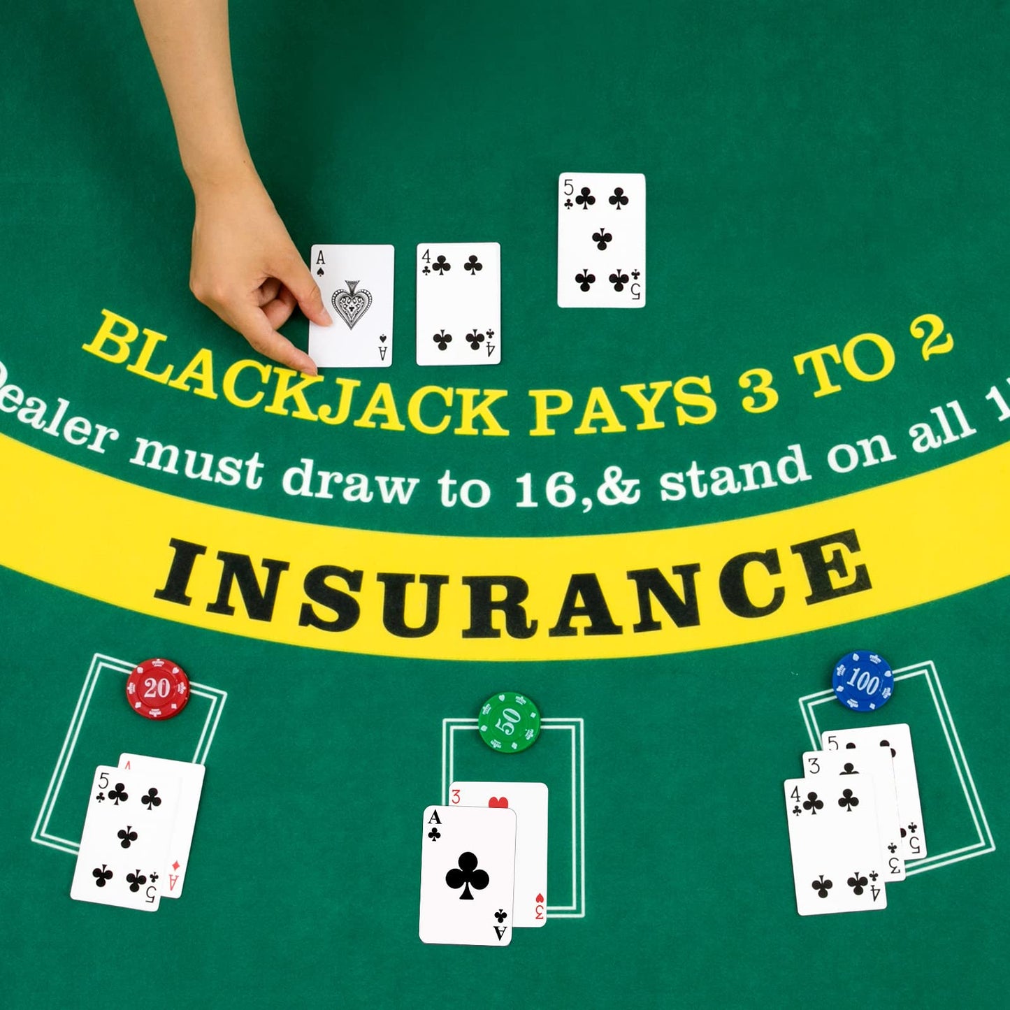 Aoriher Blackjack Game Combo Set – 6-Deck Shuffler, Layout Felt, Discard Holder, 10 Cut Cards (Green)